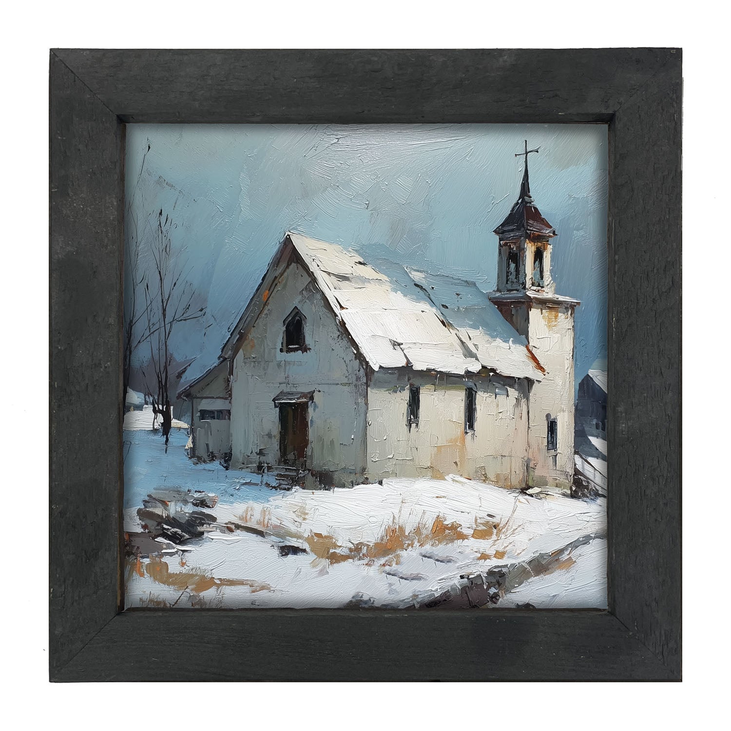 Country Church in Winter - Framed Art