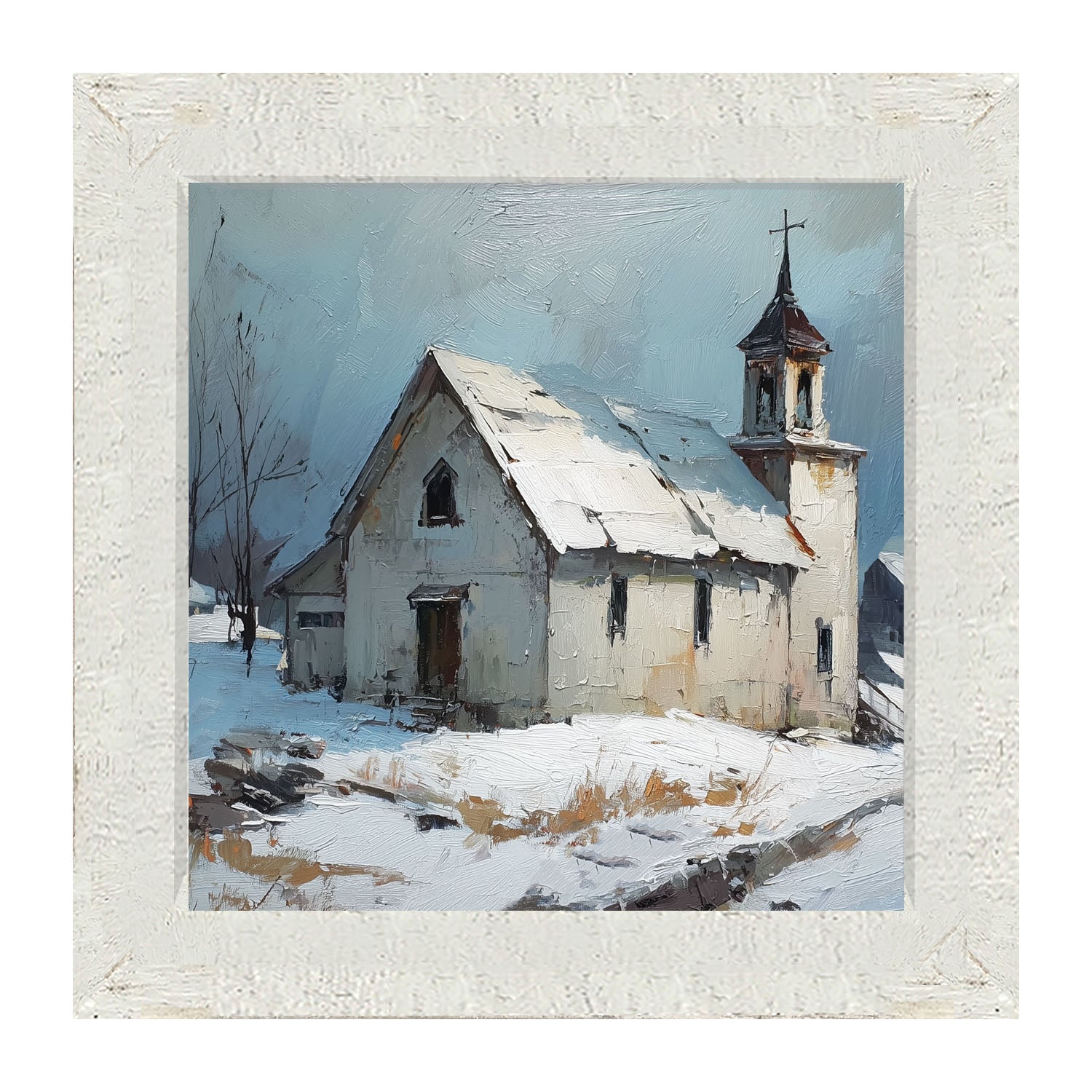 Country Church in Winter - Framed Art