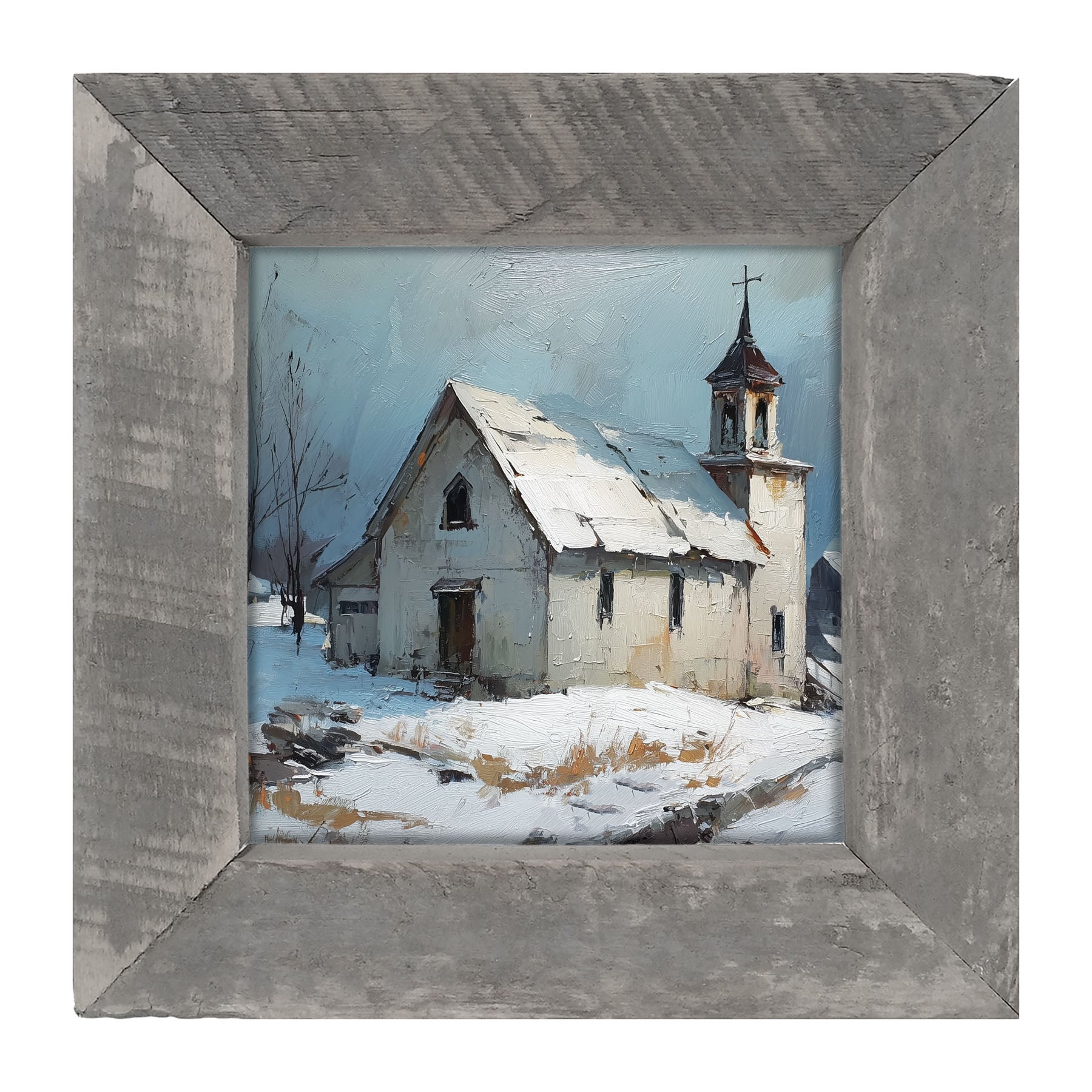 Country Church in Winter - Framed Art