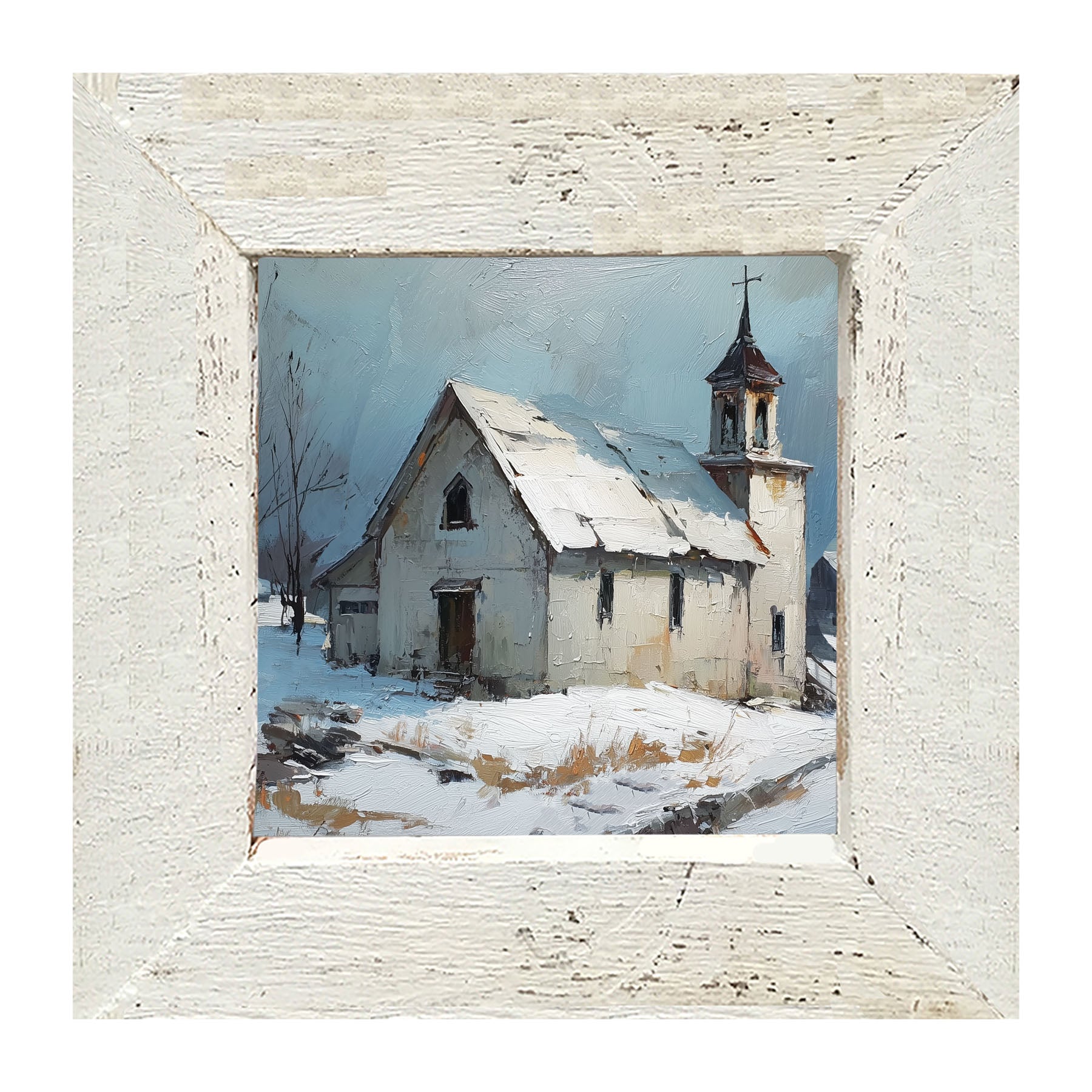 Country Church in Winter - Framed Art