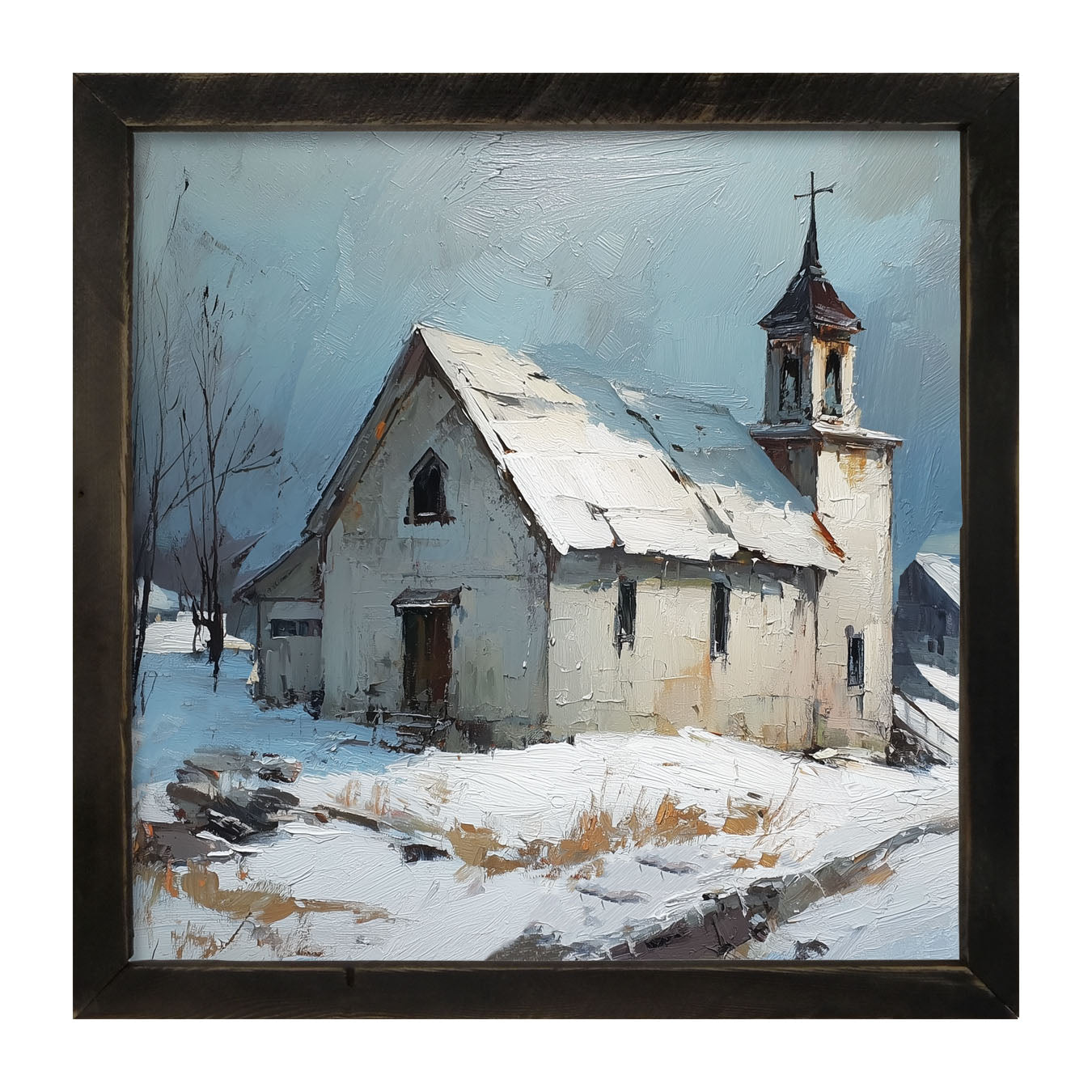 Country Church in Winter - Framed Art