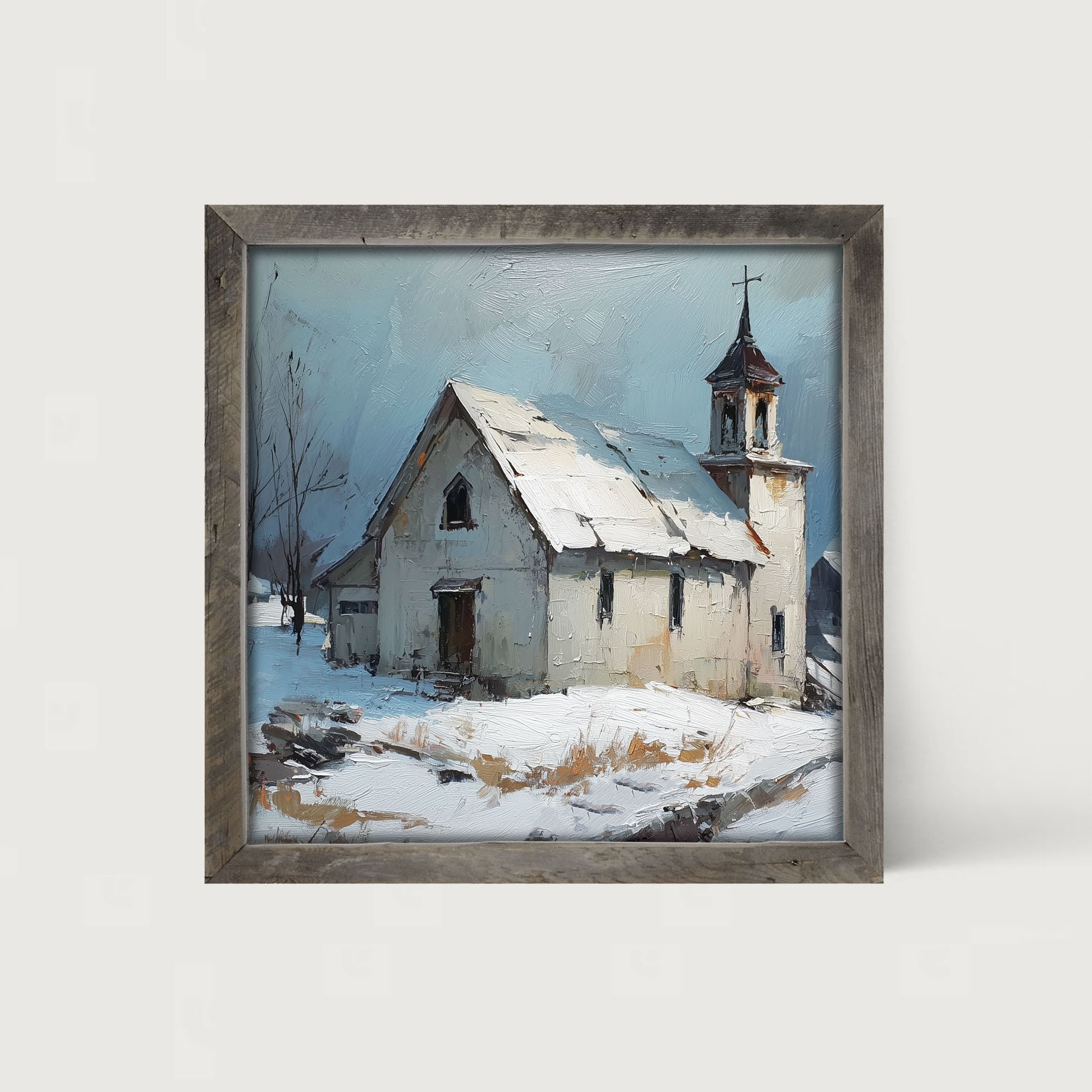 Country Church in Winter - Framed Art