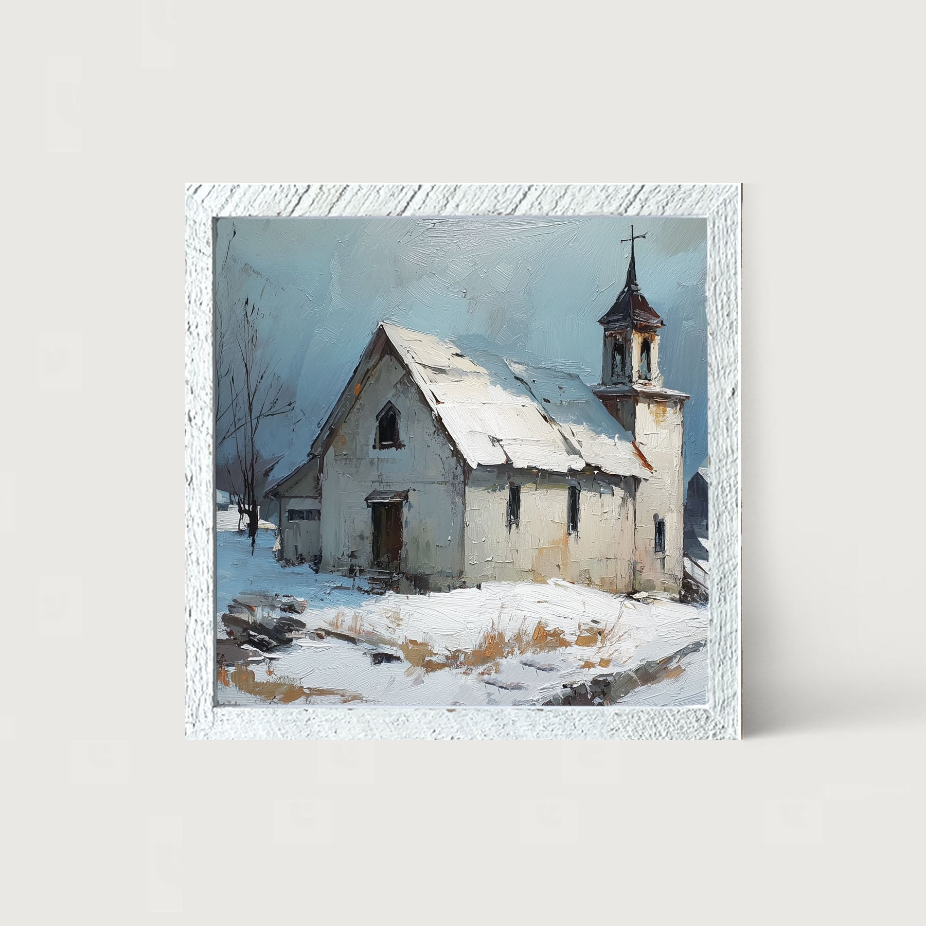 Country Church in Winter - Framed Art