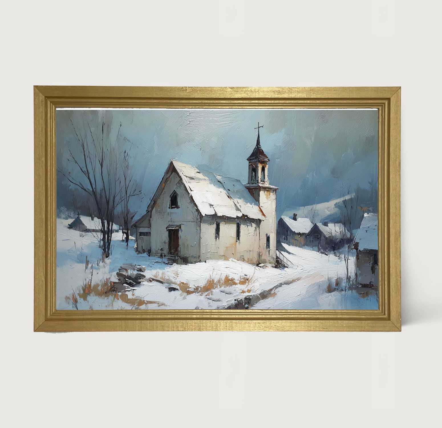 Country Church in Winter - Framed Art