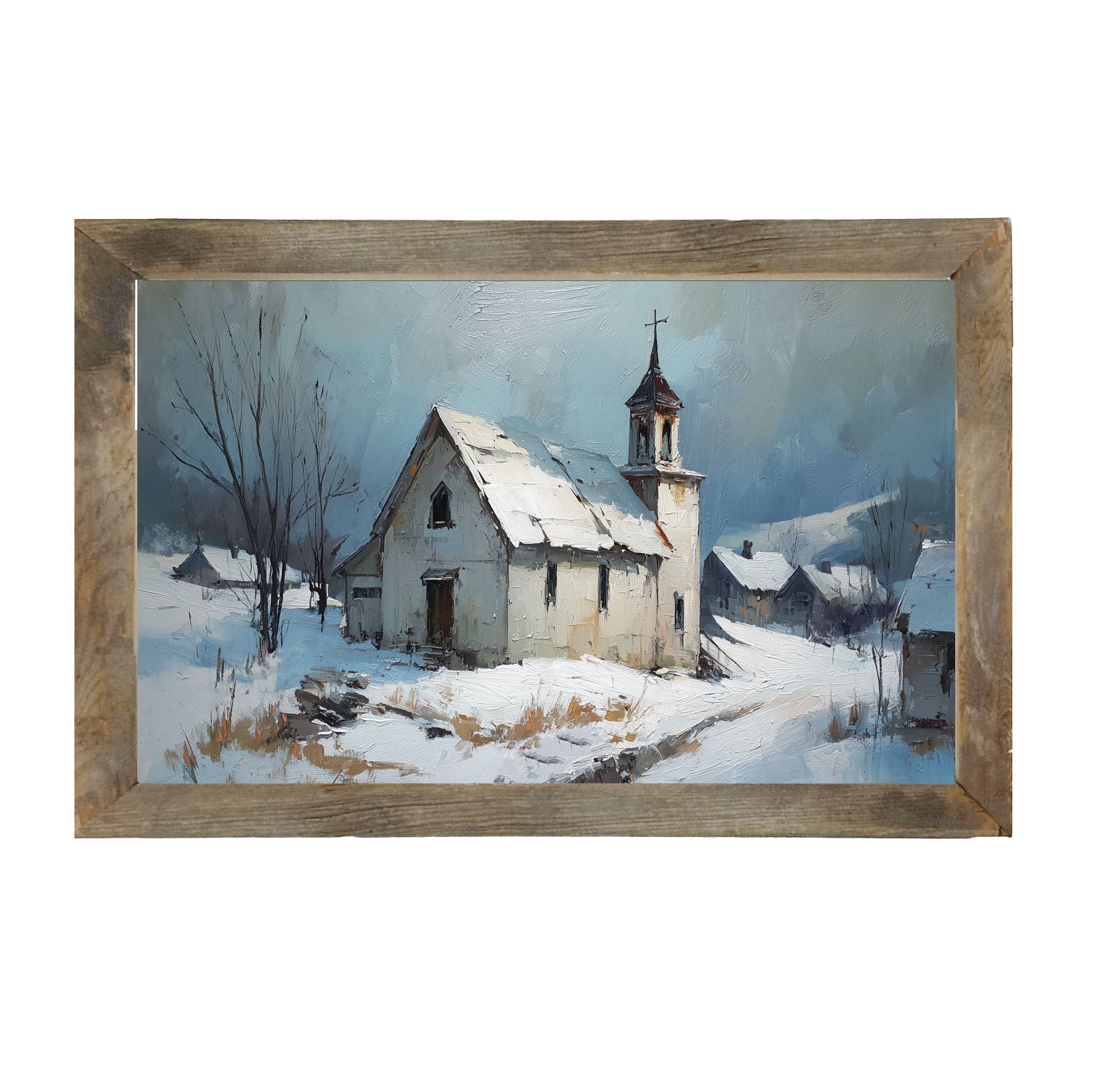 Country Church in Winter - Framed Art