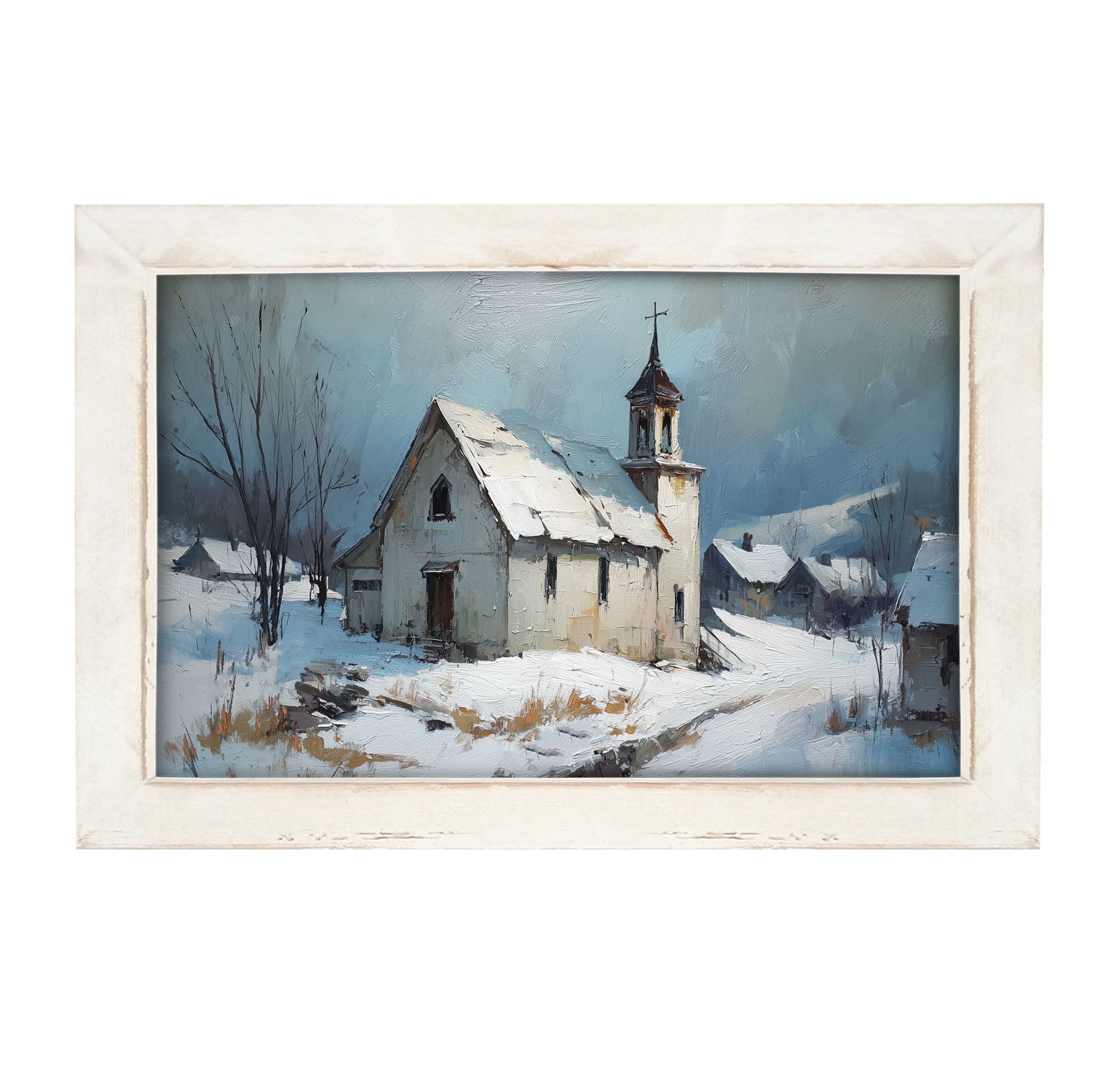 Country Church in Winter - Framed Art