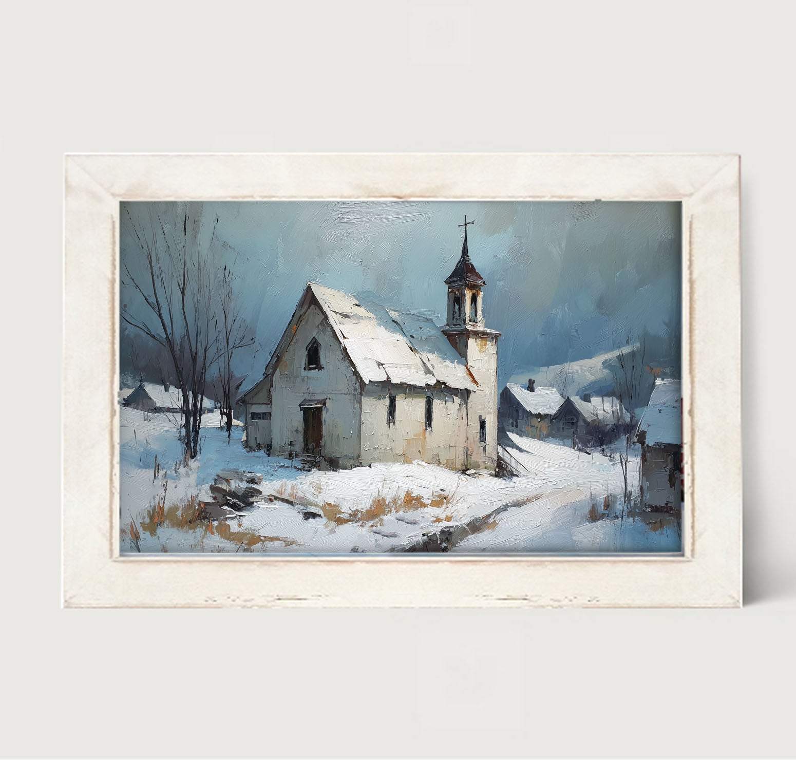 Country Church in Winter - Framed Art