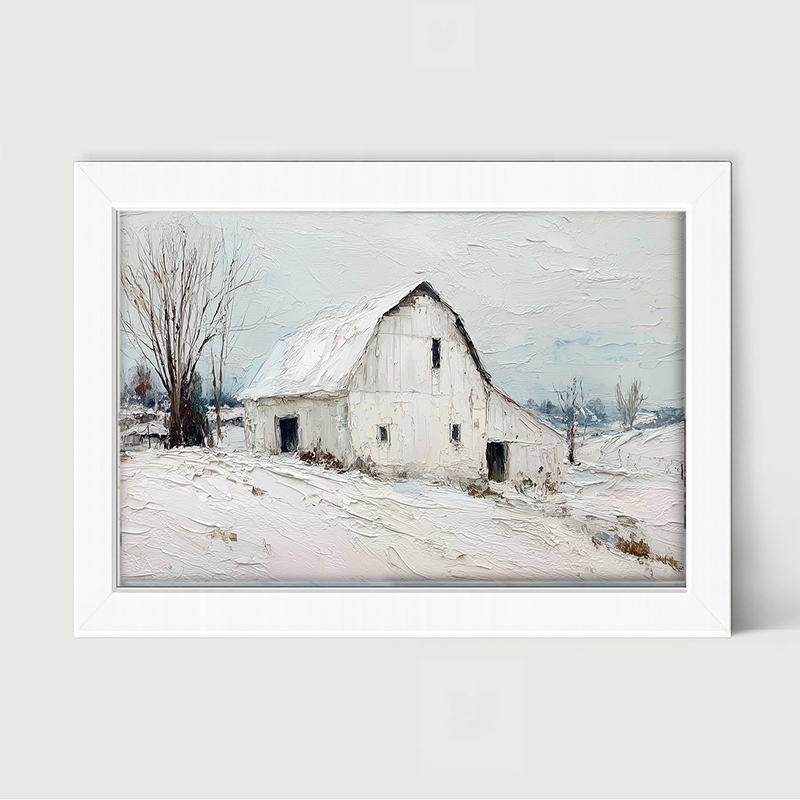 Country Winter - White Barn