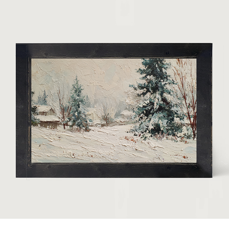 Country Winter - Farmhouse Pine Trees - Framed Art