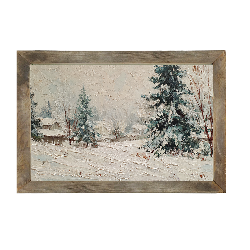 Country Winter - Farmhouse Pine Trees - Framed Art