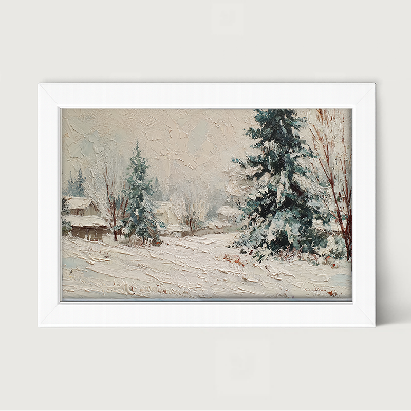 Country Winter - Farmhouse Pine Trees - Framed Art