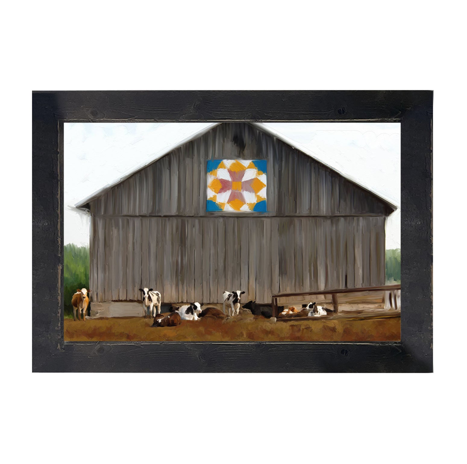 Barn-quilted with cows - Framed art