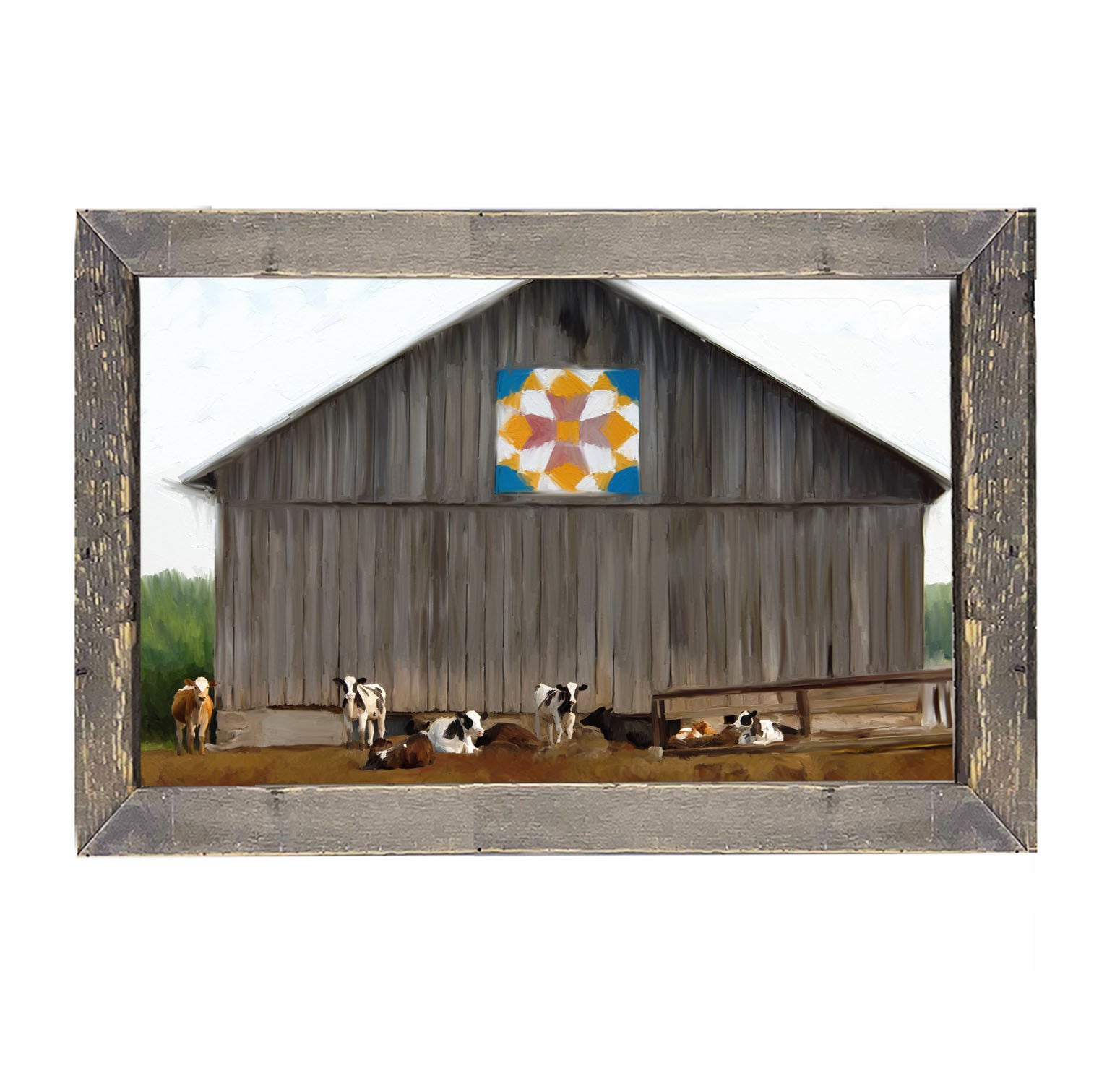 Barn-quilted with cows - Framed art