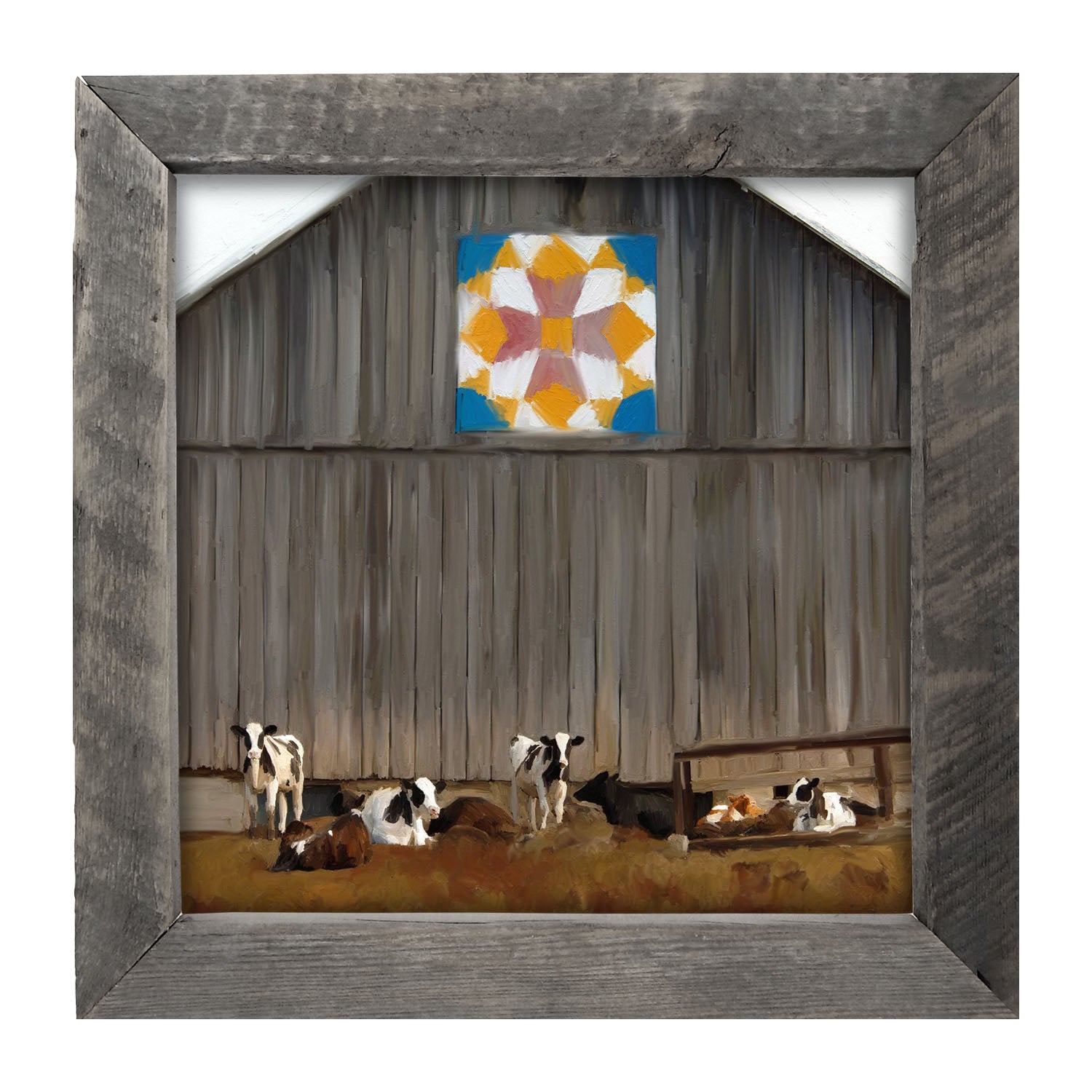 Barn-quilted with cows - Framed art