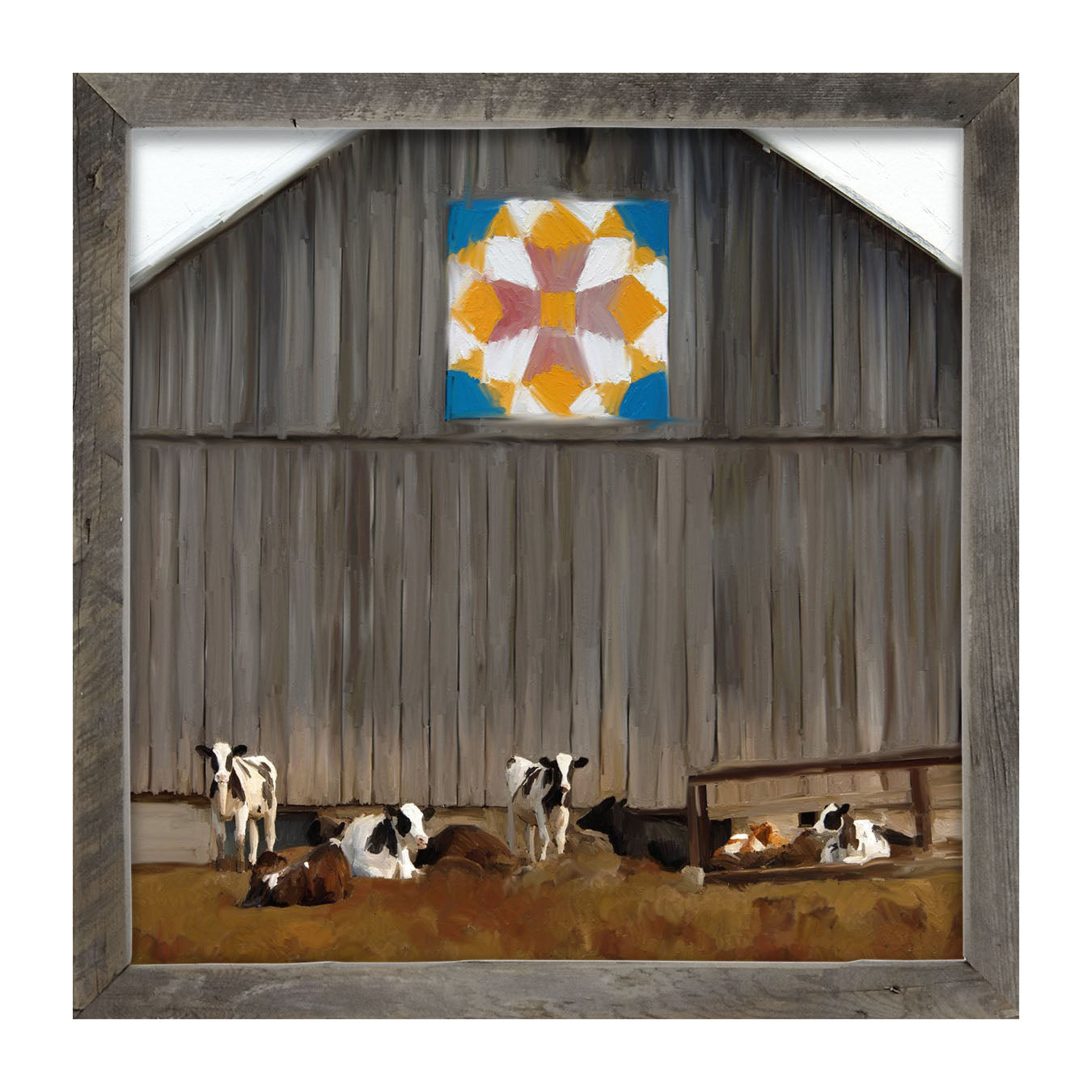 Barn-quilted with cows - Framed art