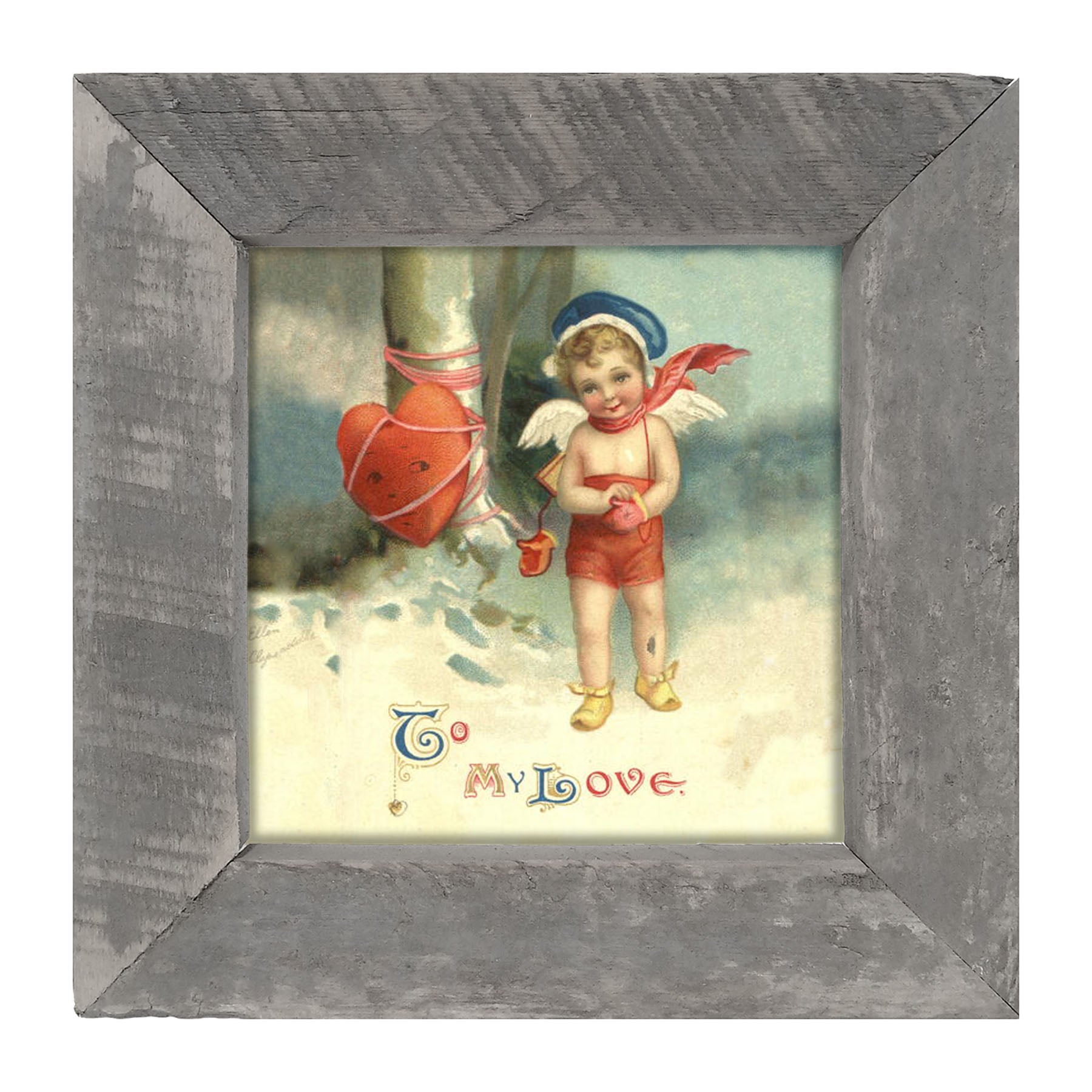 Cupid with Heart Wrapped - Framed art