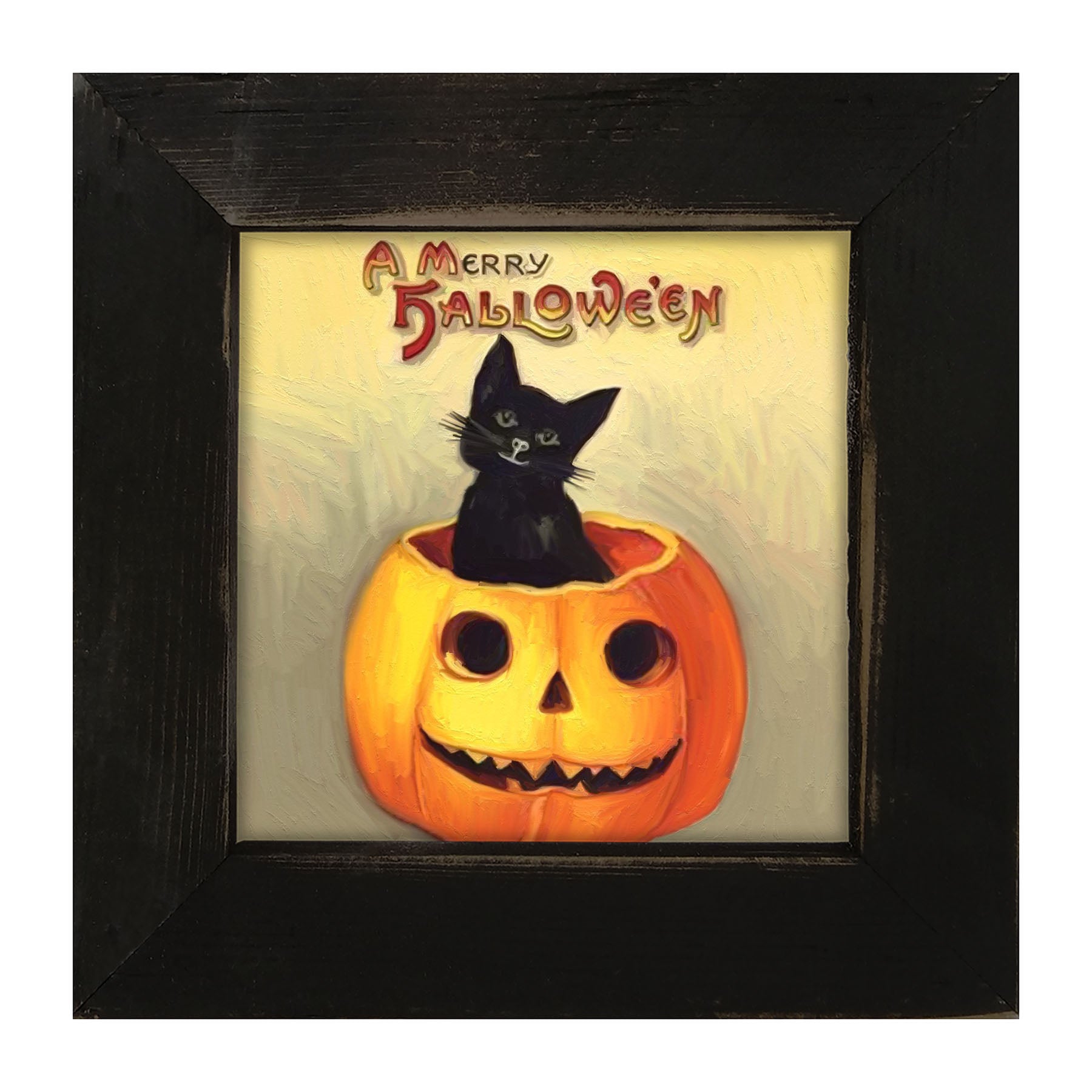 Black Cat in Jack-o-lantern - Framed art