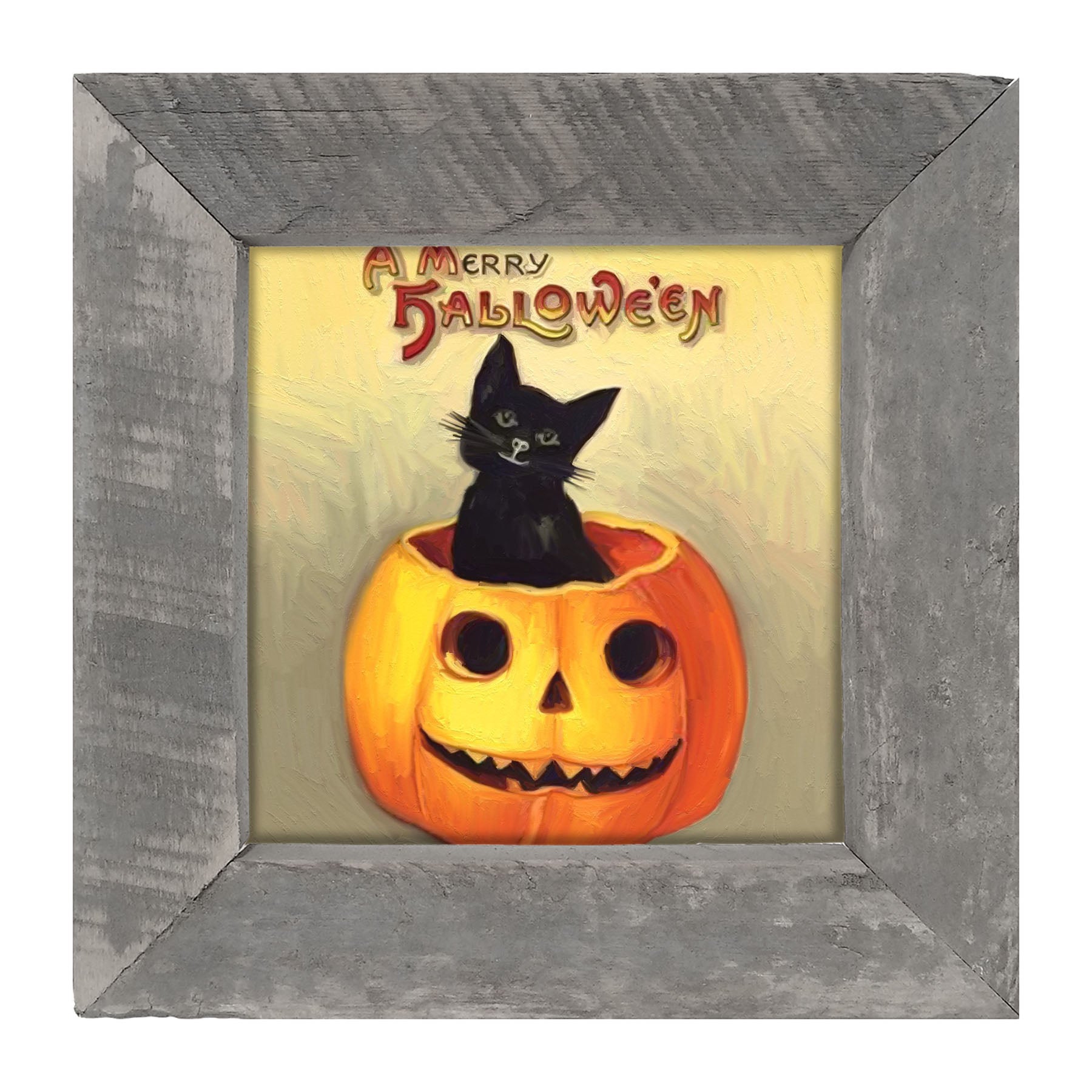 Black Cat in Jack-o-lantern - Framed art