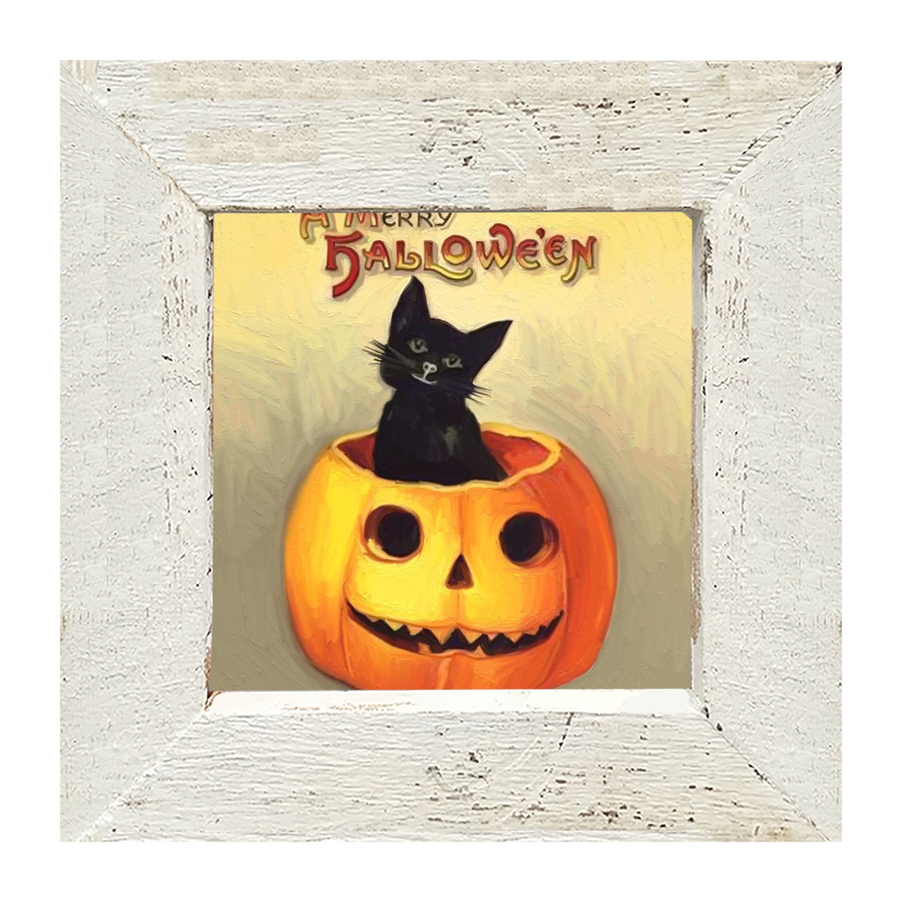 Black Cat in Jack-o-lantern - Framed art