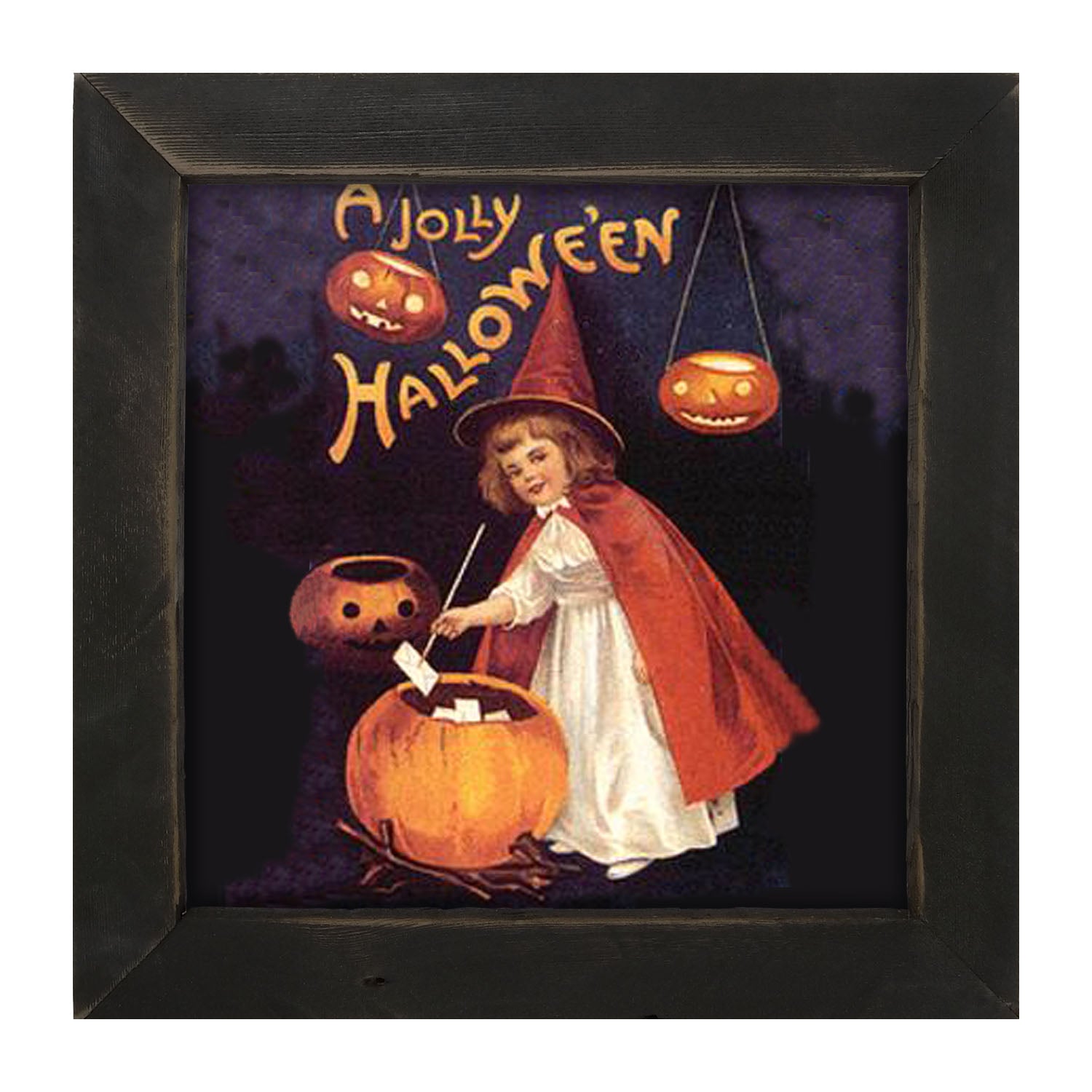 Witch with Pumpkins - Framed art