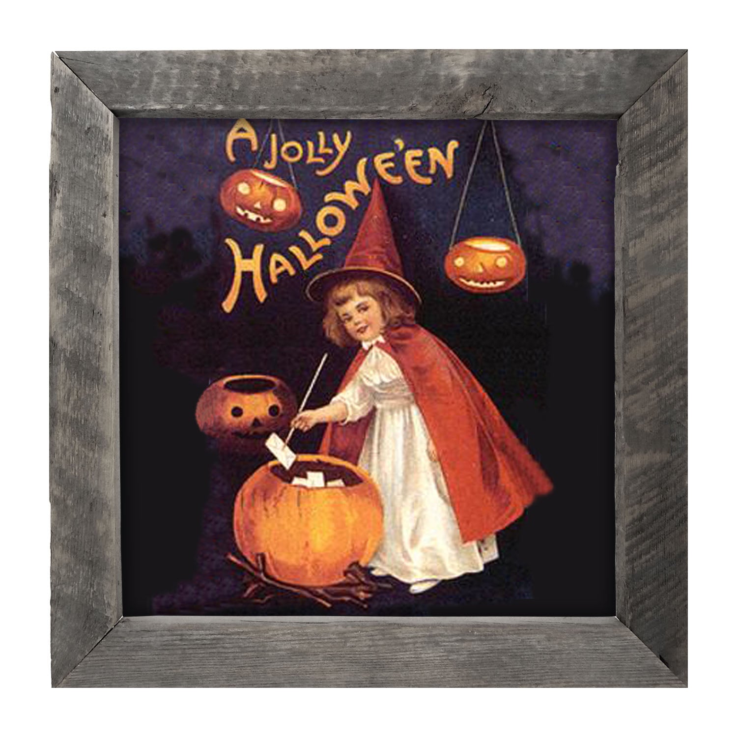 Witch with Pumpkins - Framed art