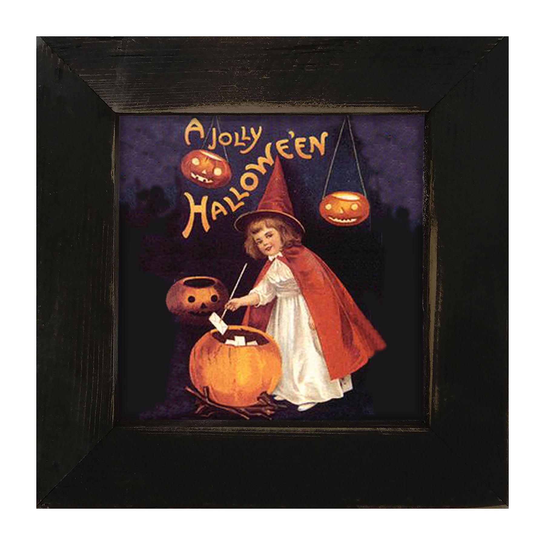 Witch with Pumpkins - Framed art