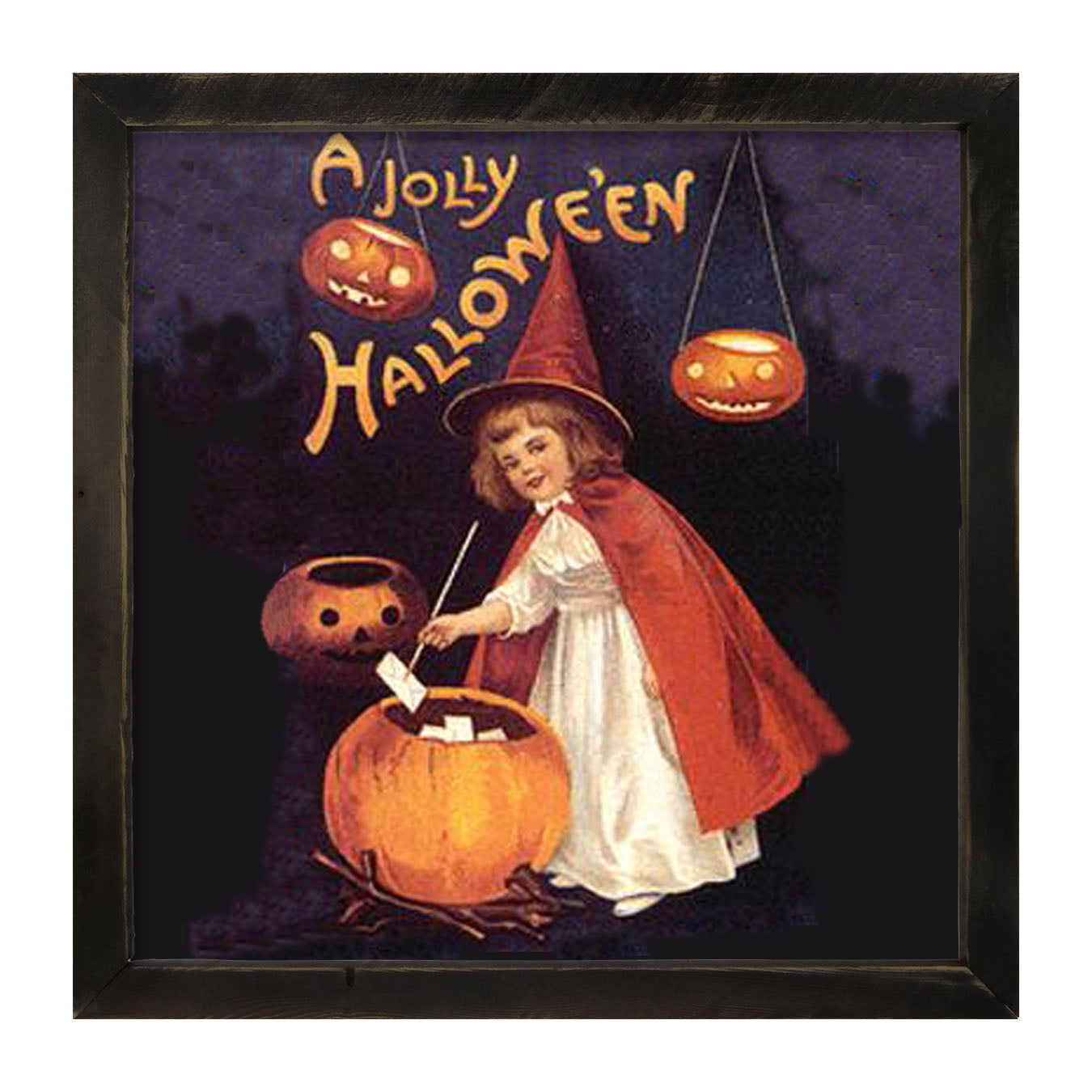 Witch with Pumpkins - Framed art