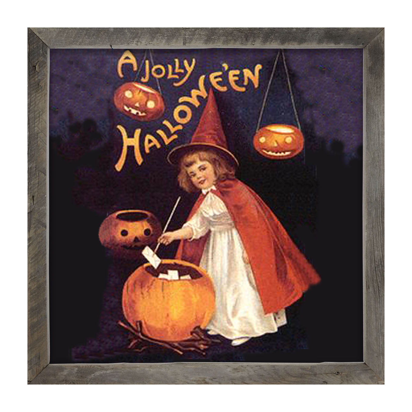 Witch with Pumpkins - Framed art