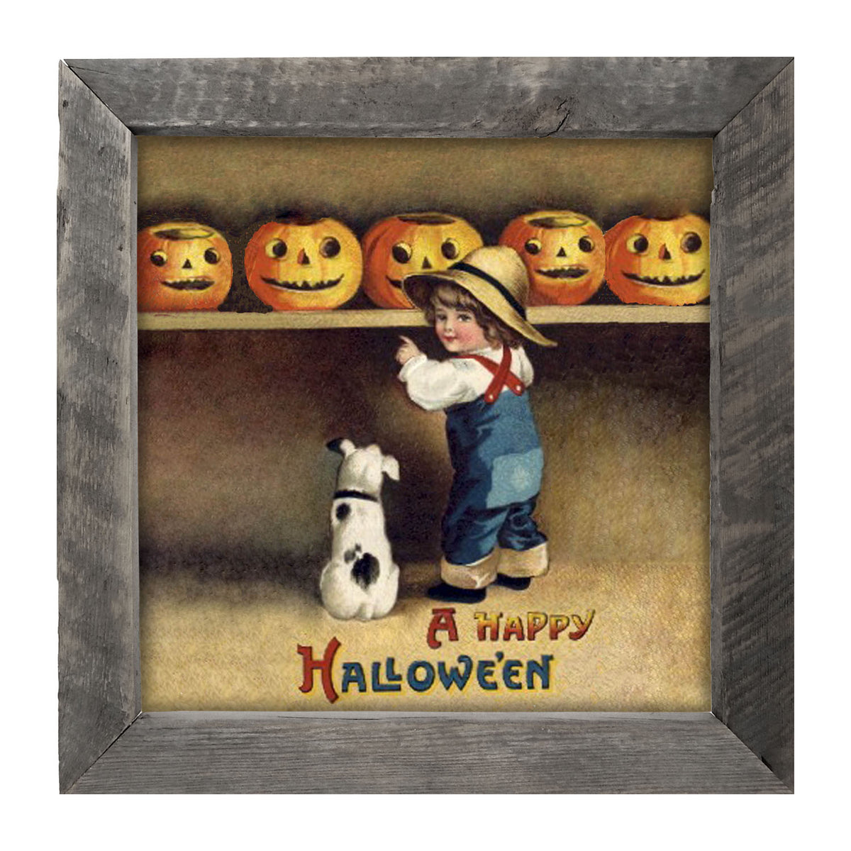 Boy with Dog - Framed art
