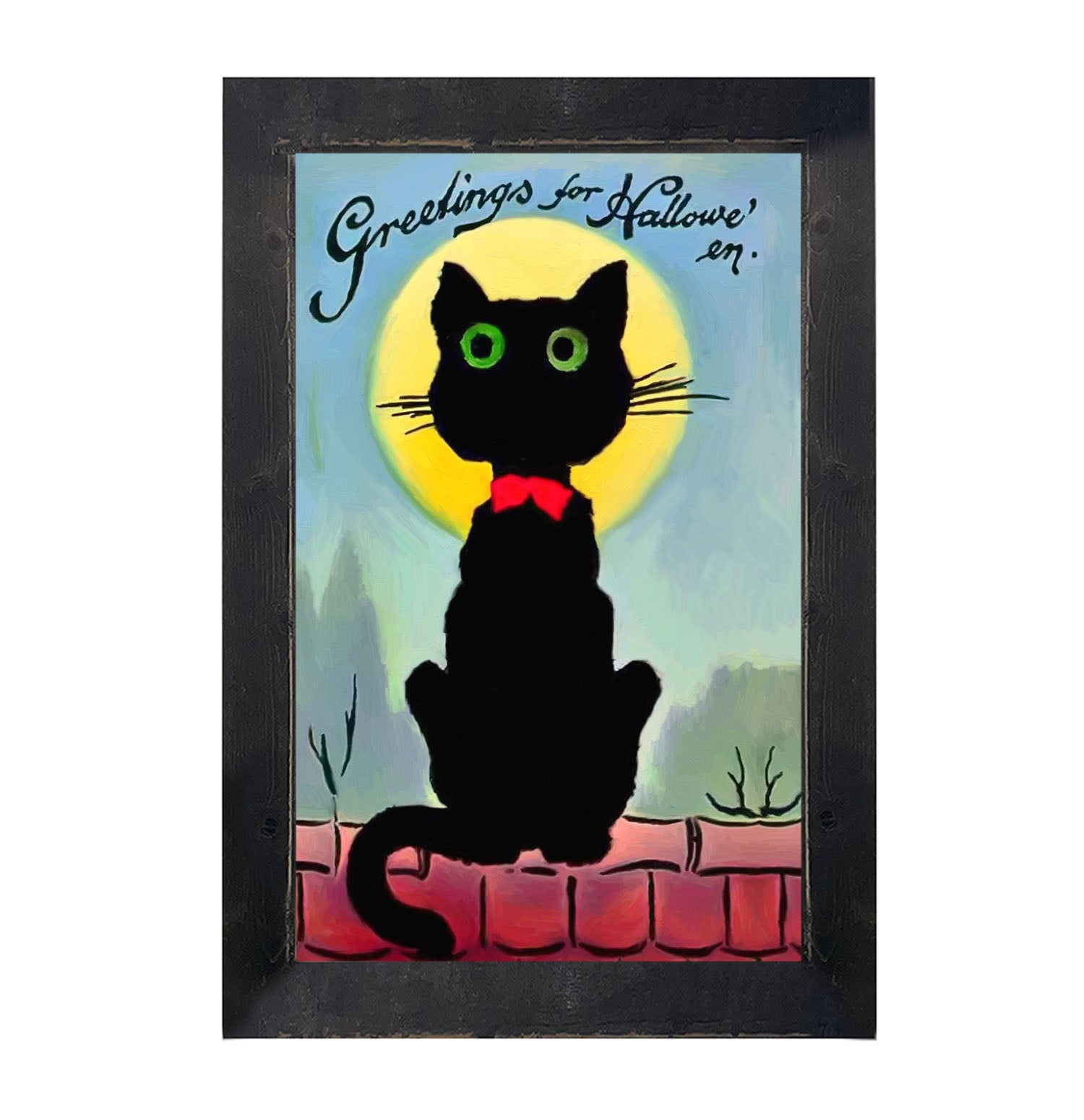 Black cat in the moon - Framed art