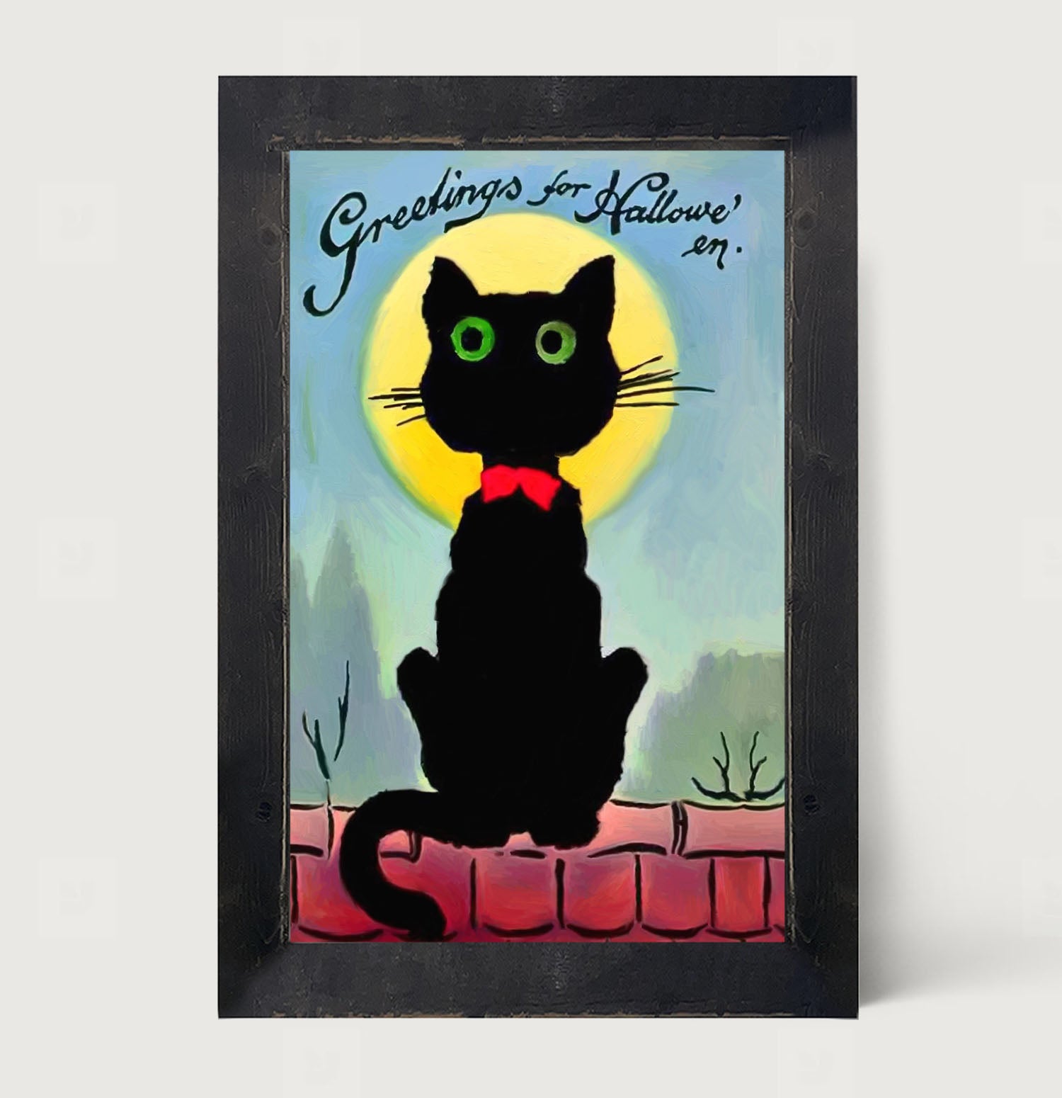 Black cat in the moon - Framed art