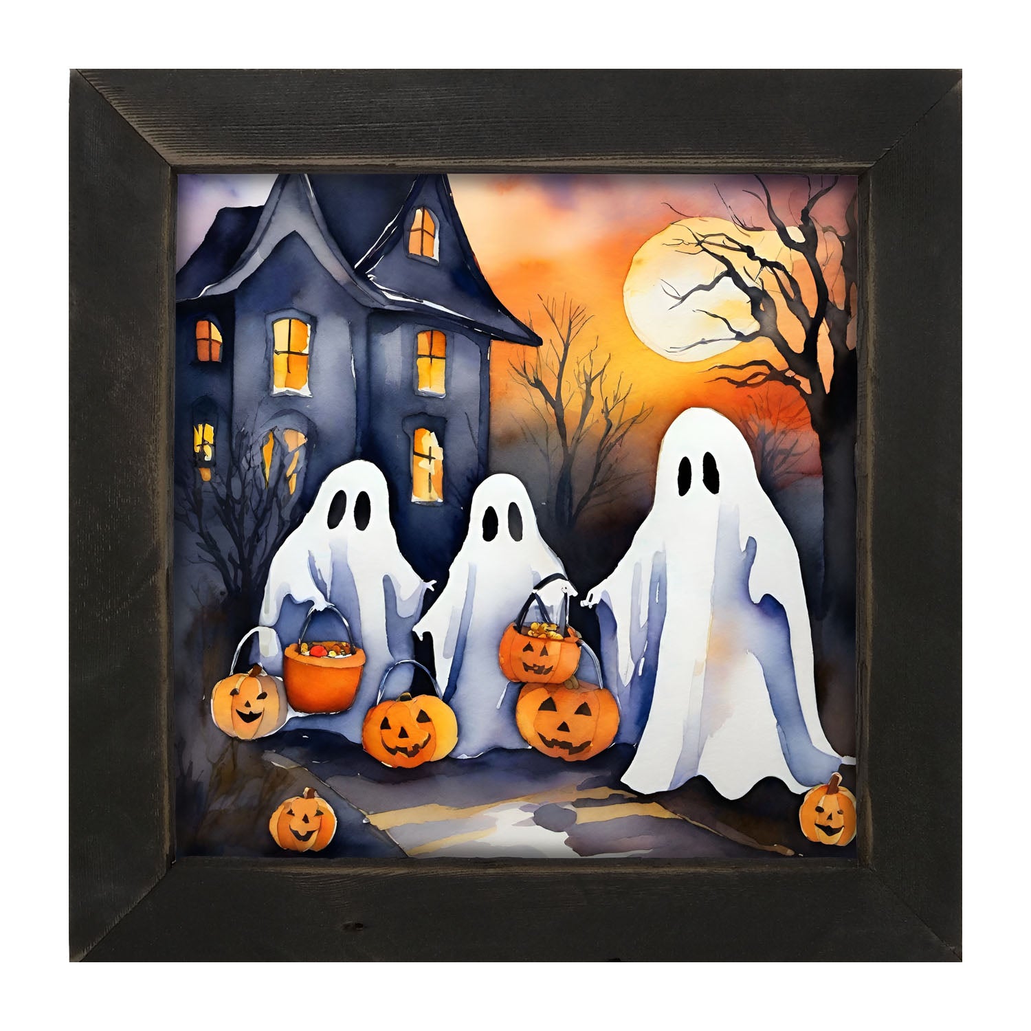 Trick or treating ghosts - Framed art