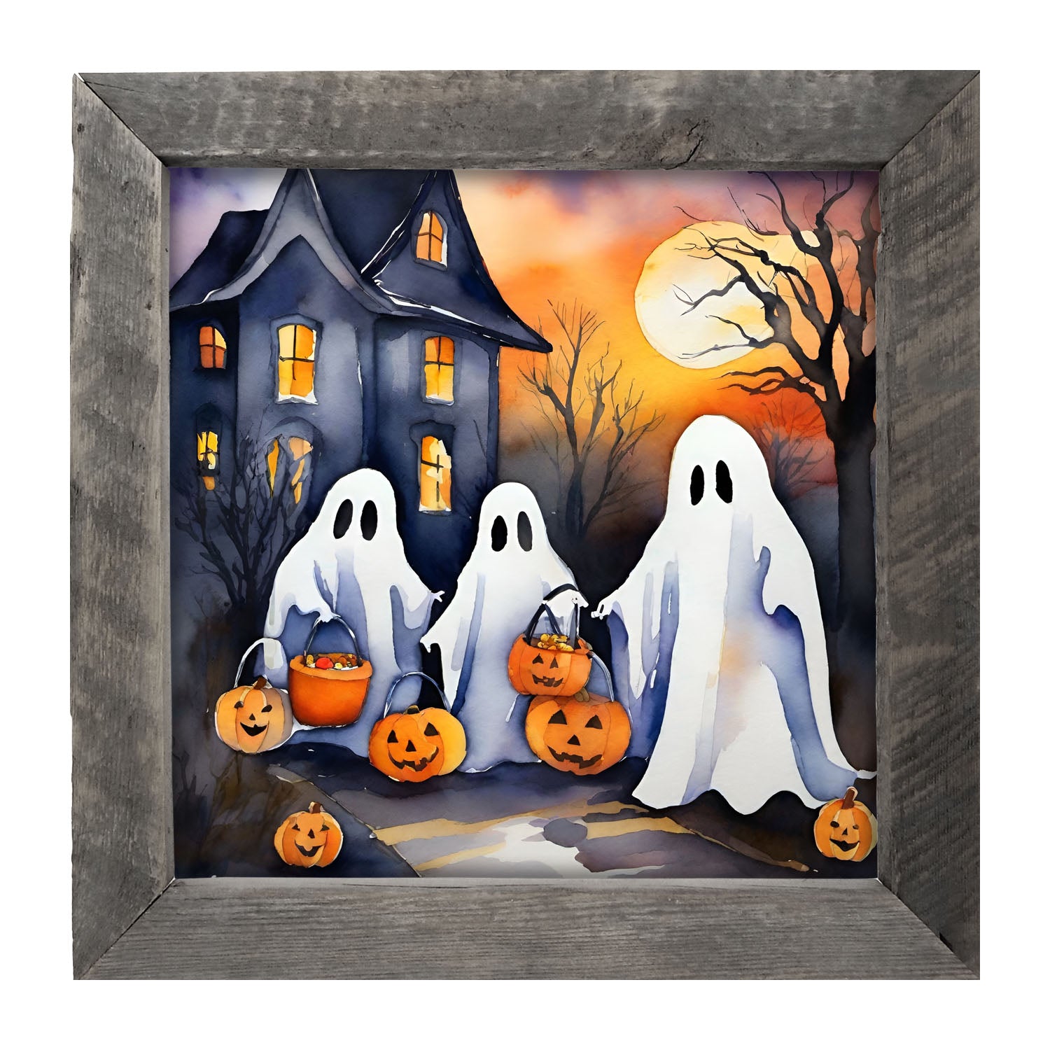 Trick or treating ghosts - Framed art