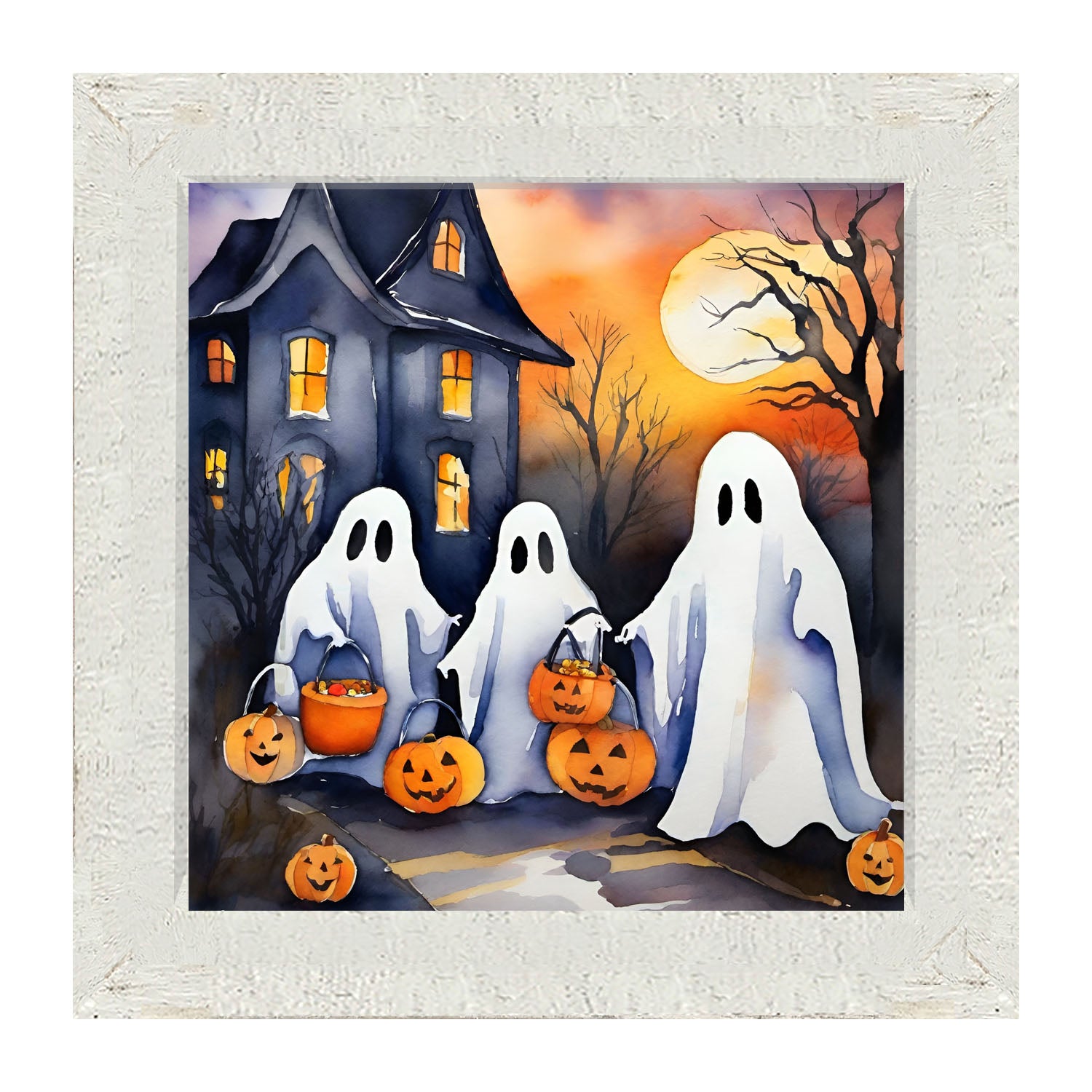 Trick or treating ghosts - Framed art