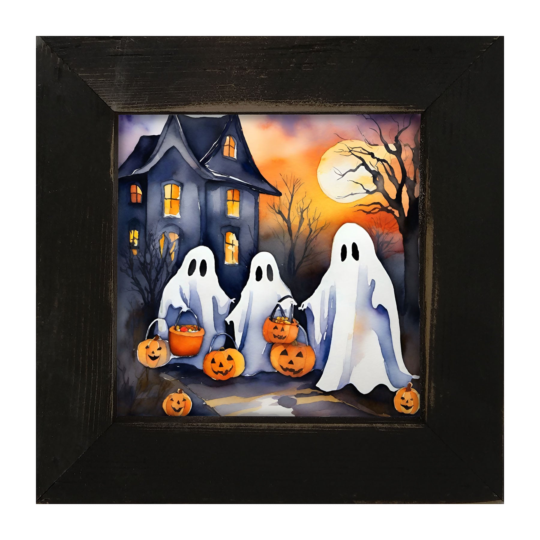 Trick or treating ghosts - Framed art