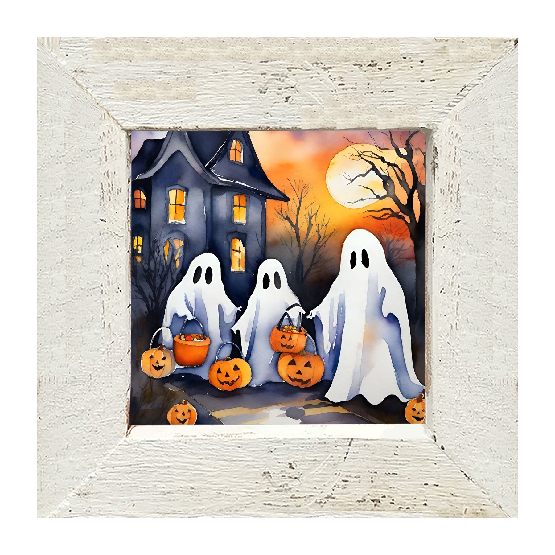 Trick or treating ghosts - Framed art