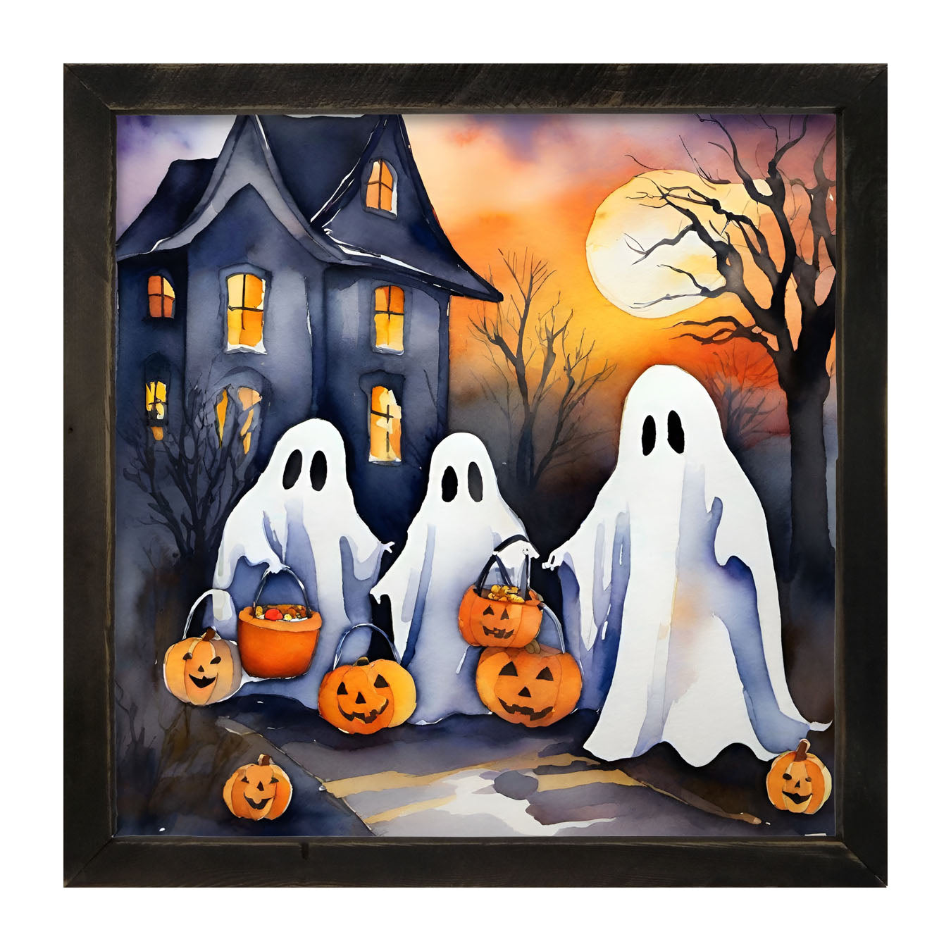 Trick or treating ghosts - Framed art