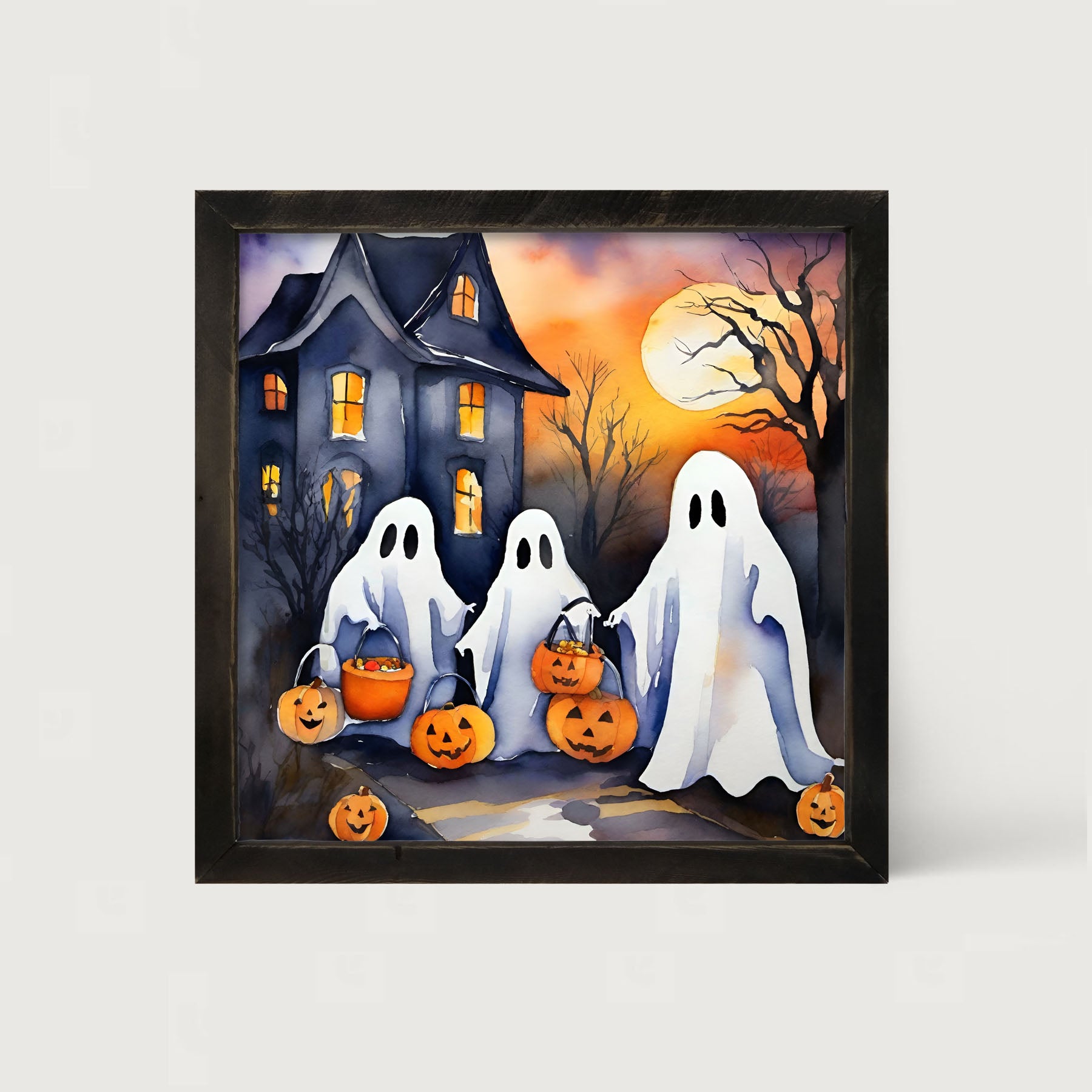Trick or treating ghosts - Framed art