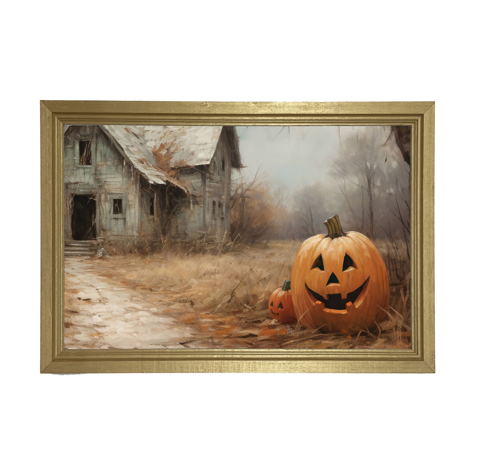 Abandoned house jackolanterns - Framed art