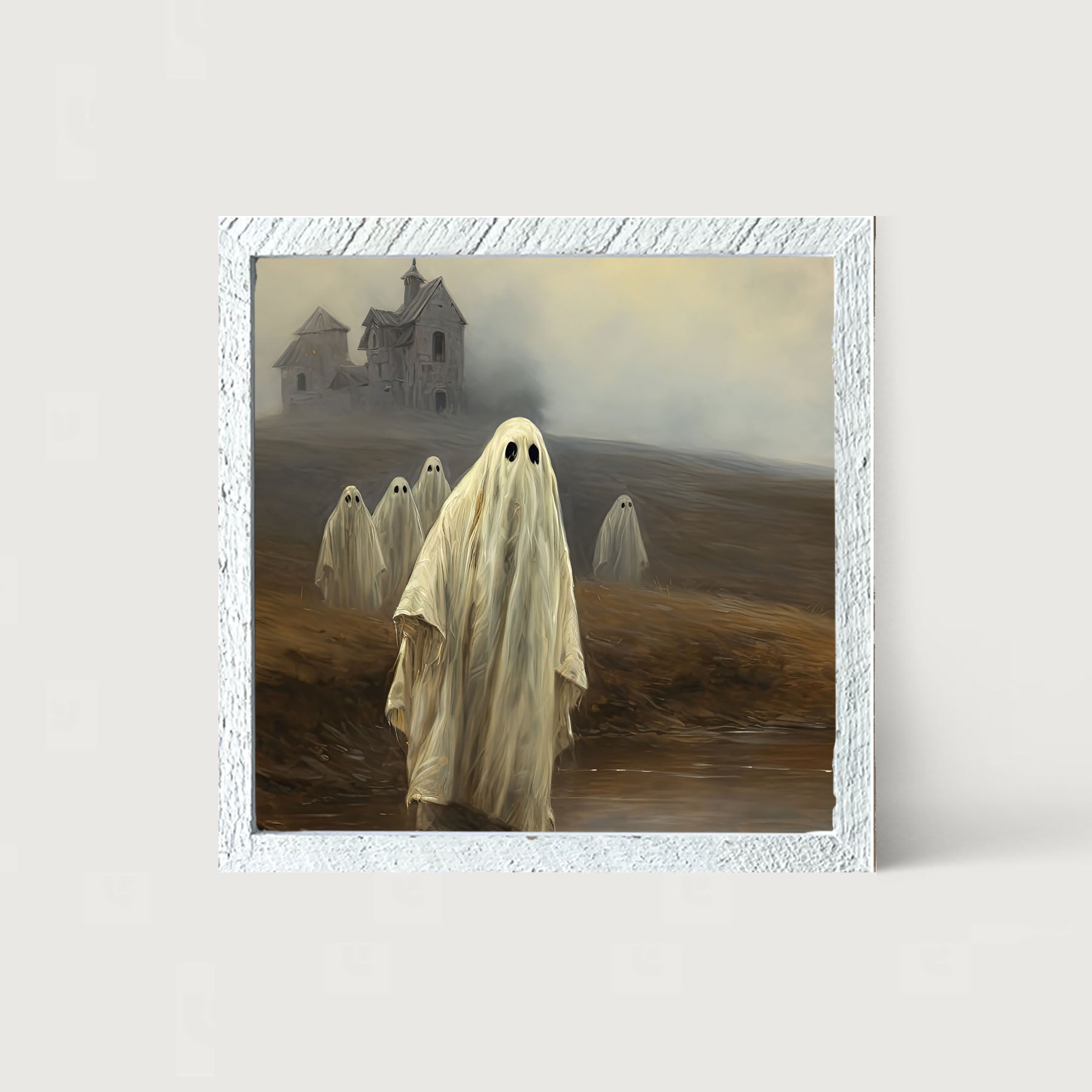 Ghosts in front of old house - Framed art