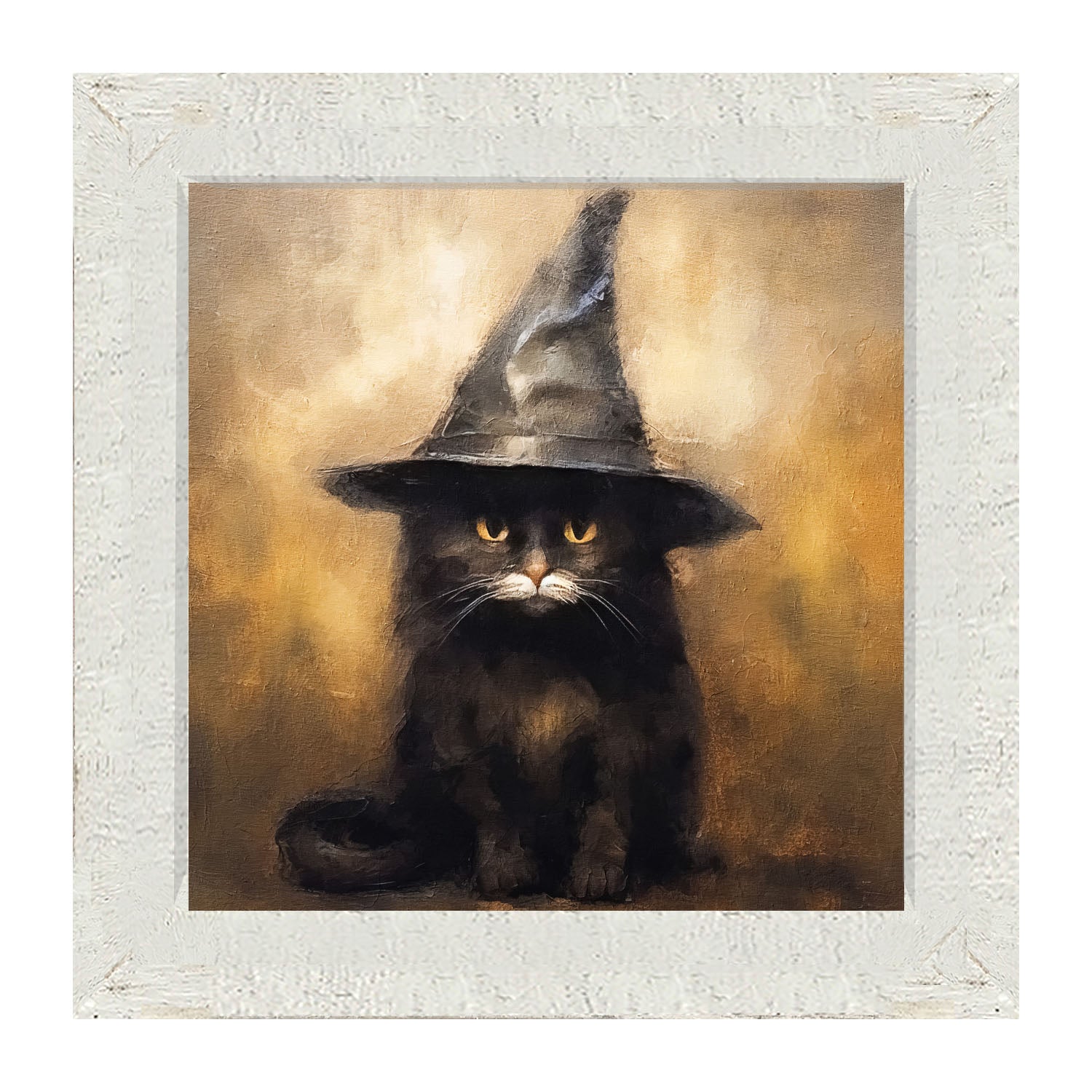 Cat with Witch hat - Framed art