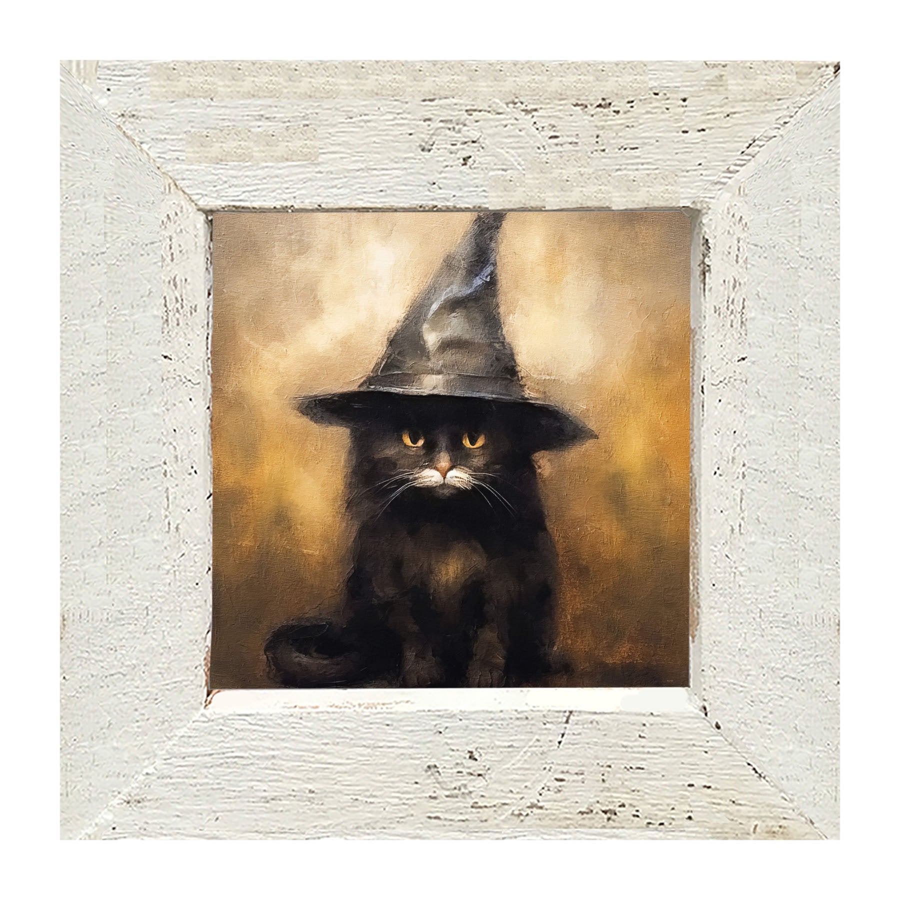 Cat with Witch hat - Framed art