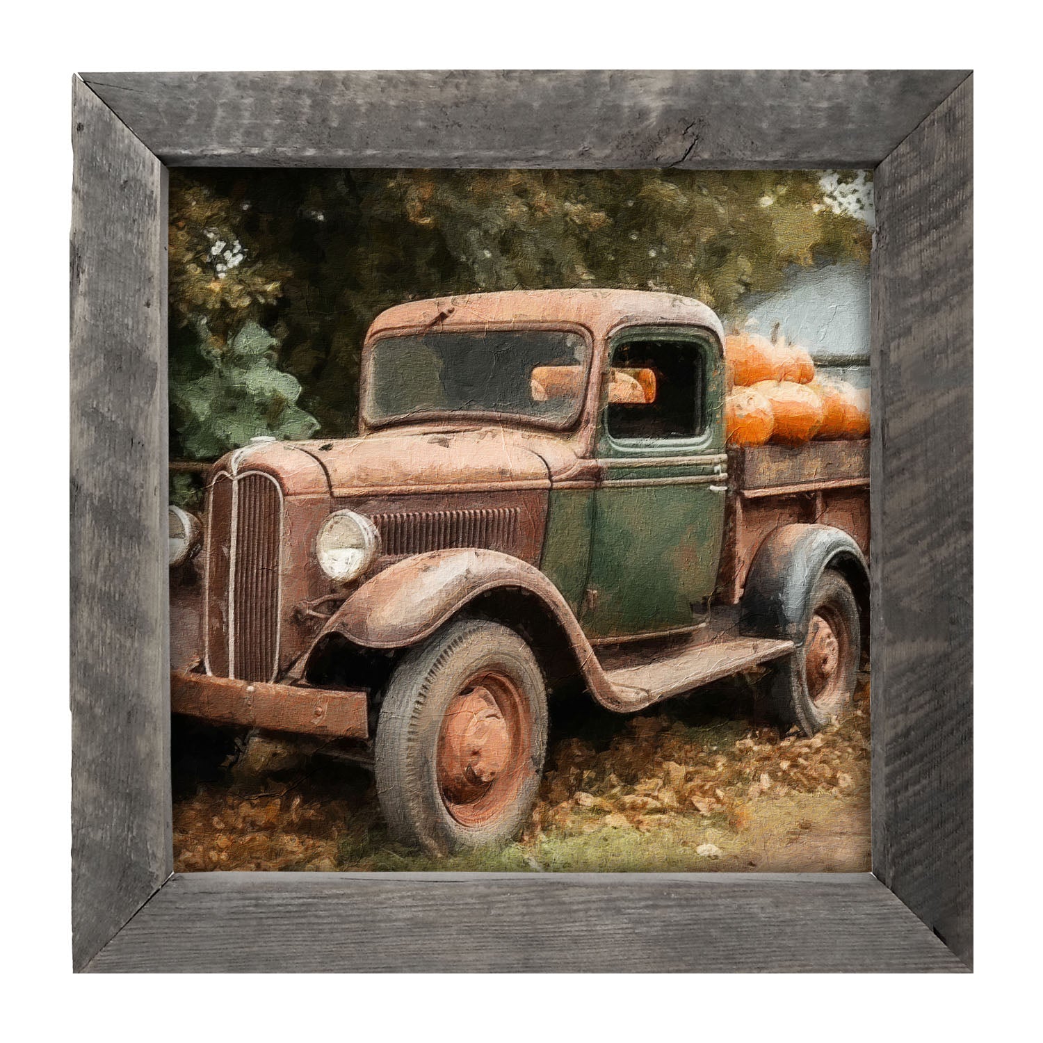 Green and Brown Truck - Framed Art