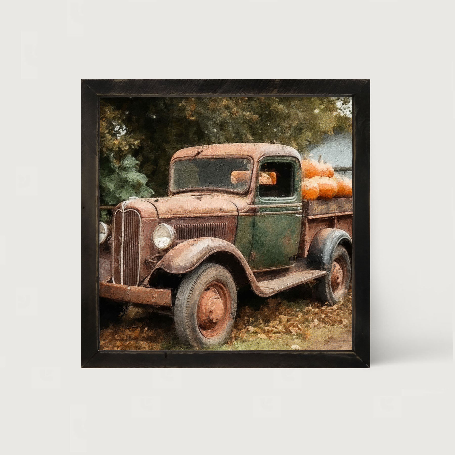 Green and Brown Truck - Framed Art