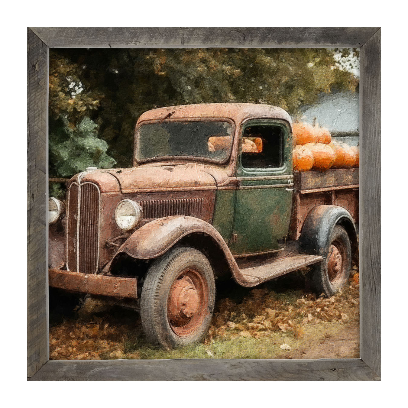 Green and Brown Truck - Framed Art