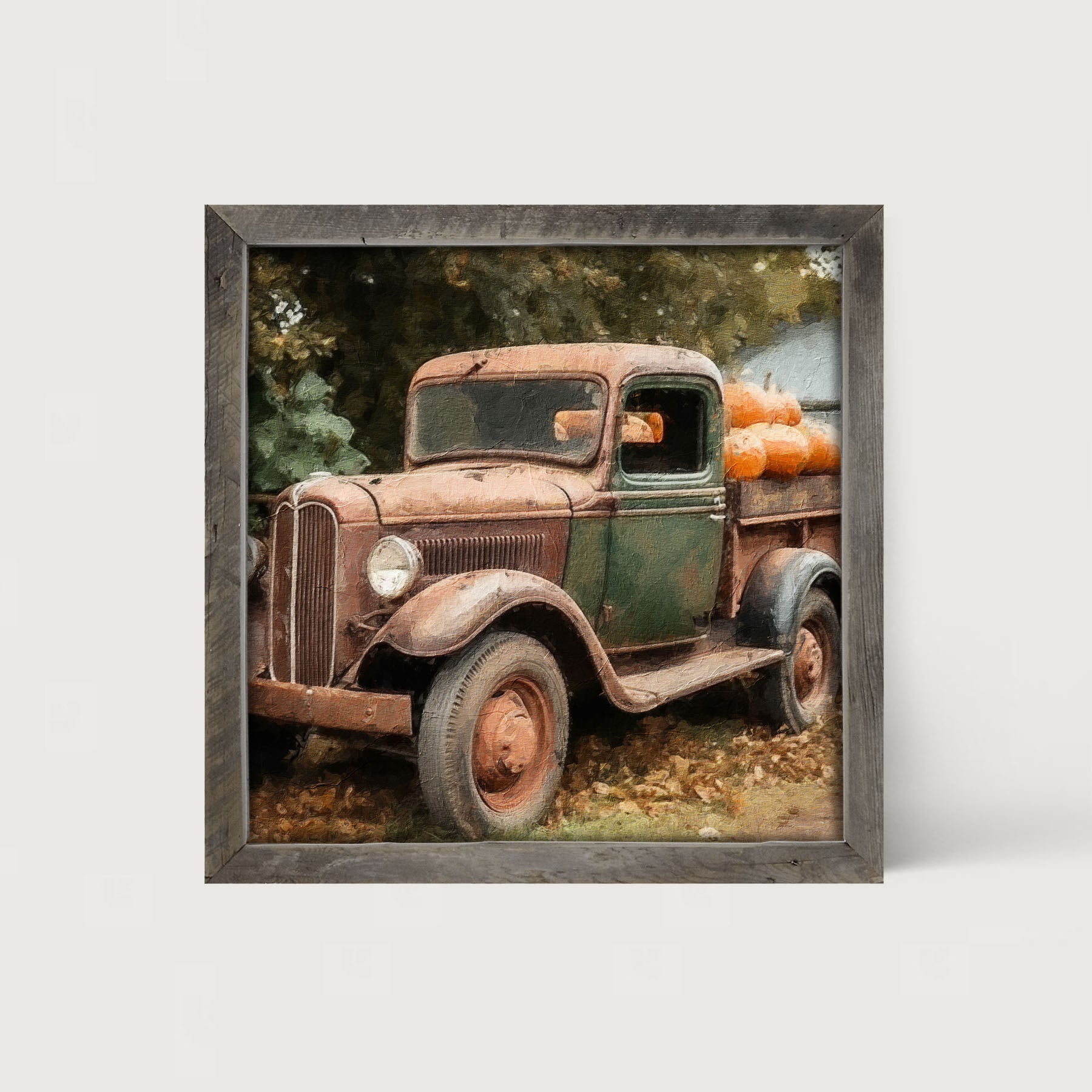 Green and Brown Truck - Framed Art