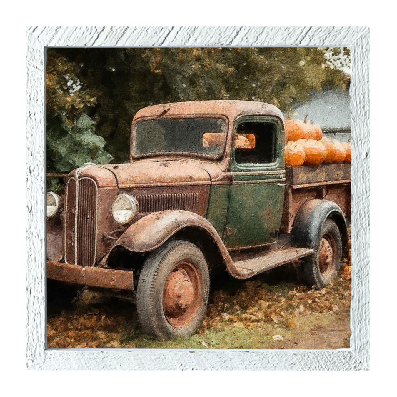 Green and Brown Truck - Framed Art