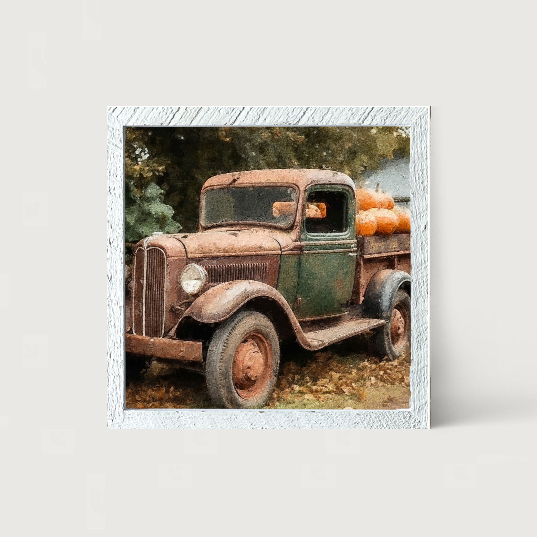 Green and Brown Truck - Framed Art