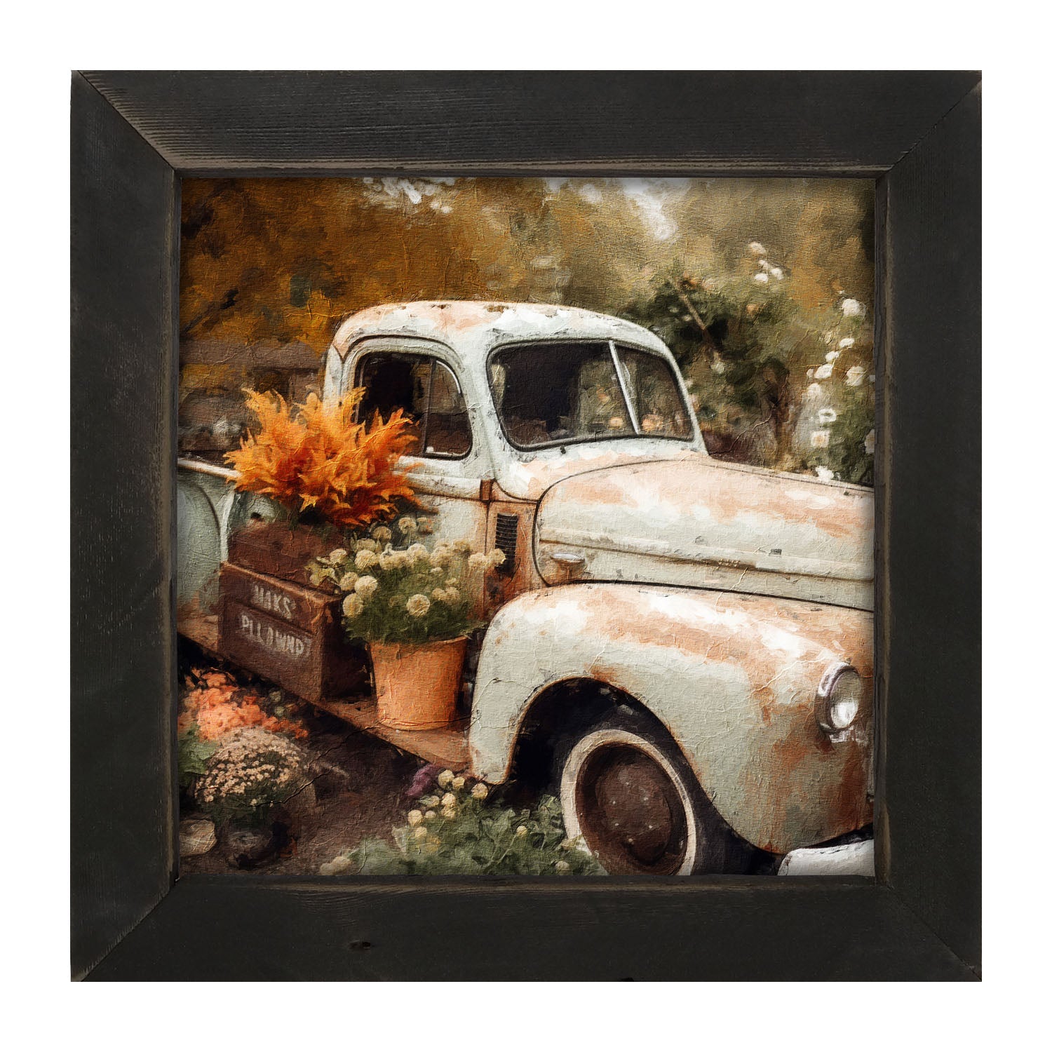 Blue Truck in Autumn - Framed Art