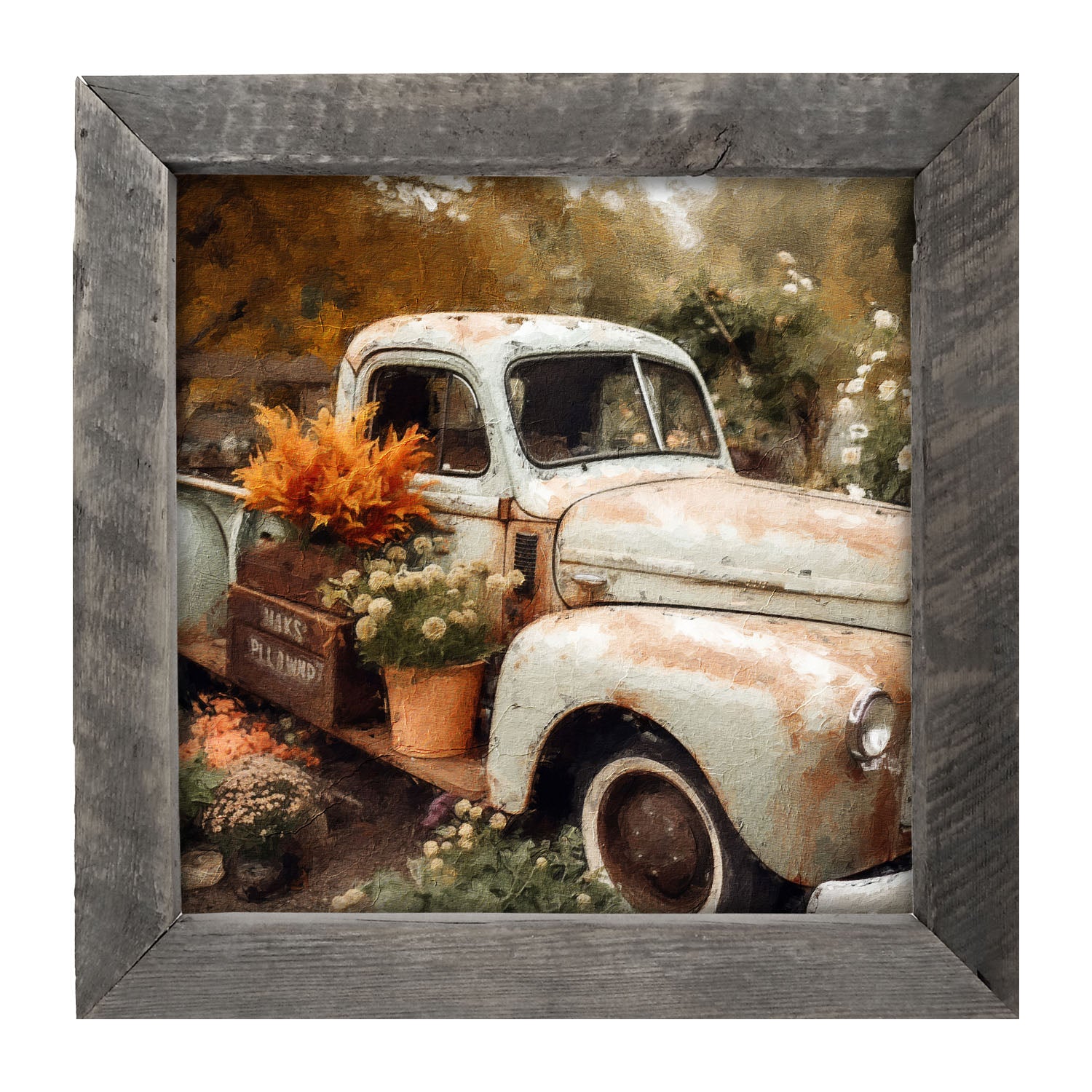 Blue Truck in Autumn - Framed Art